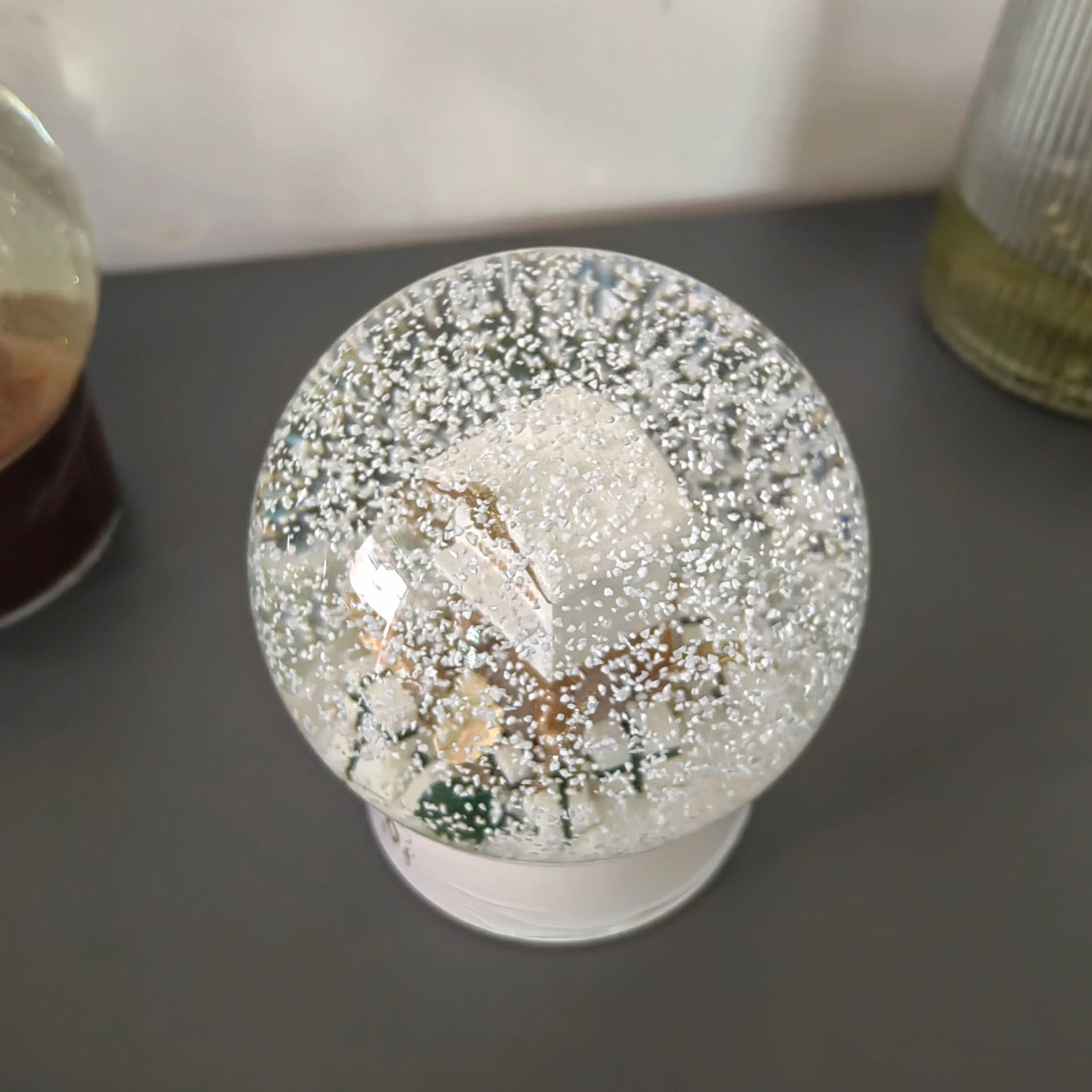 Castle House And Key Snow Globe Glass Crystal Ball Decorative Collectible 2