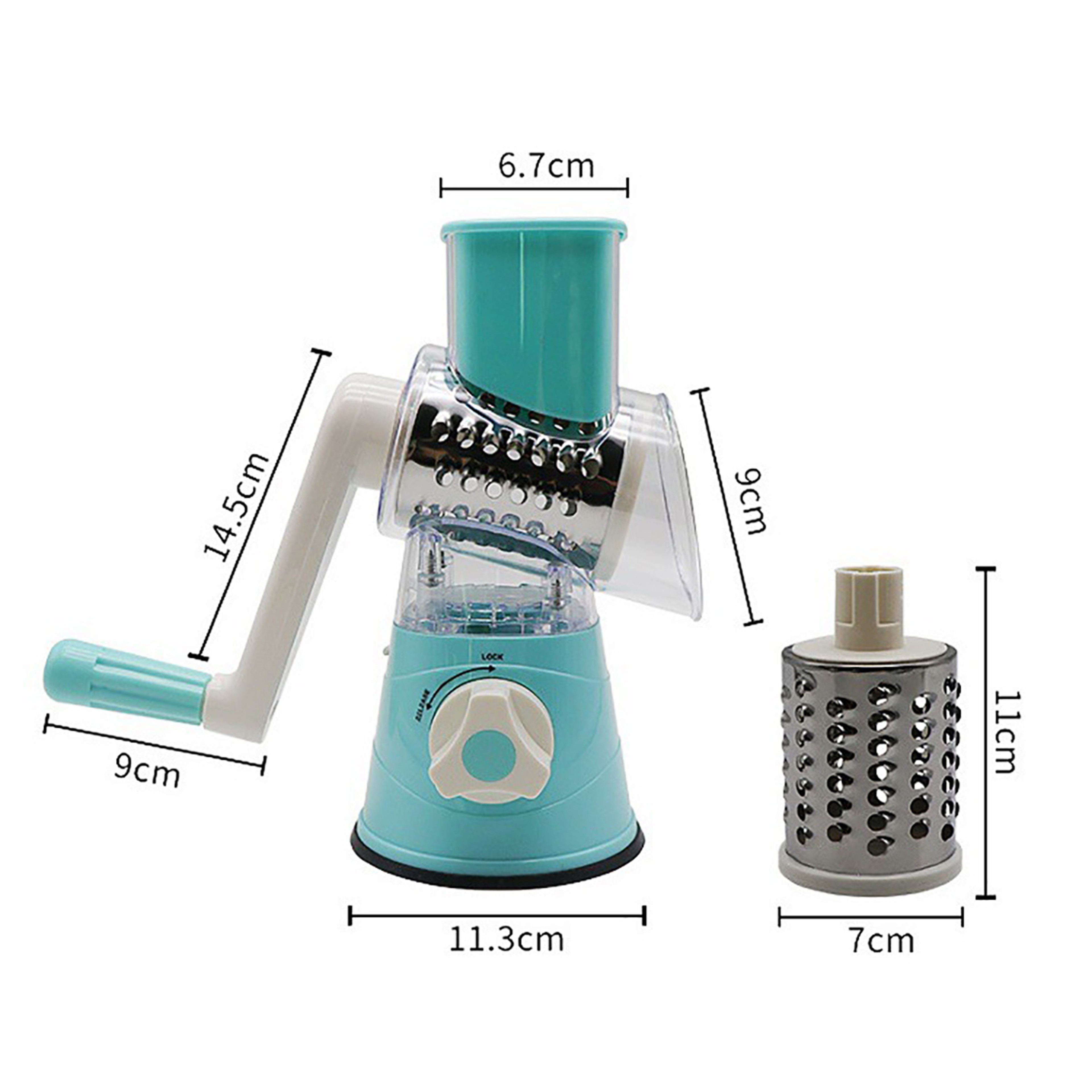 Manual Rotary Grater Vegetable Slicer Shredder With Drum Blades For Cheese And Veggies 5