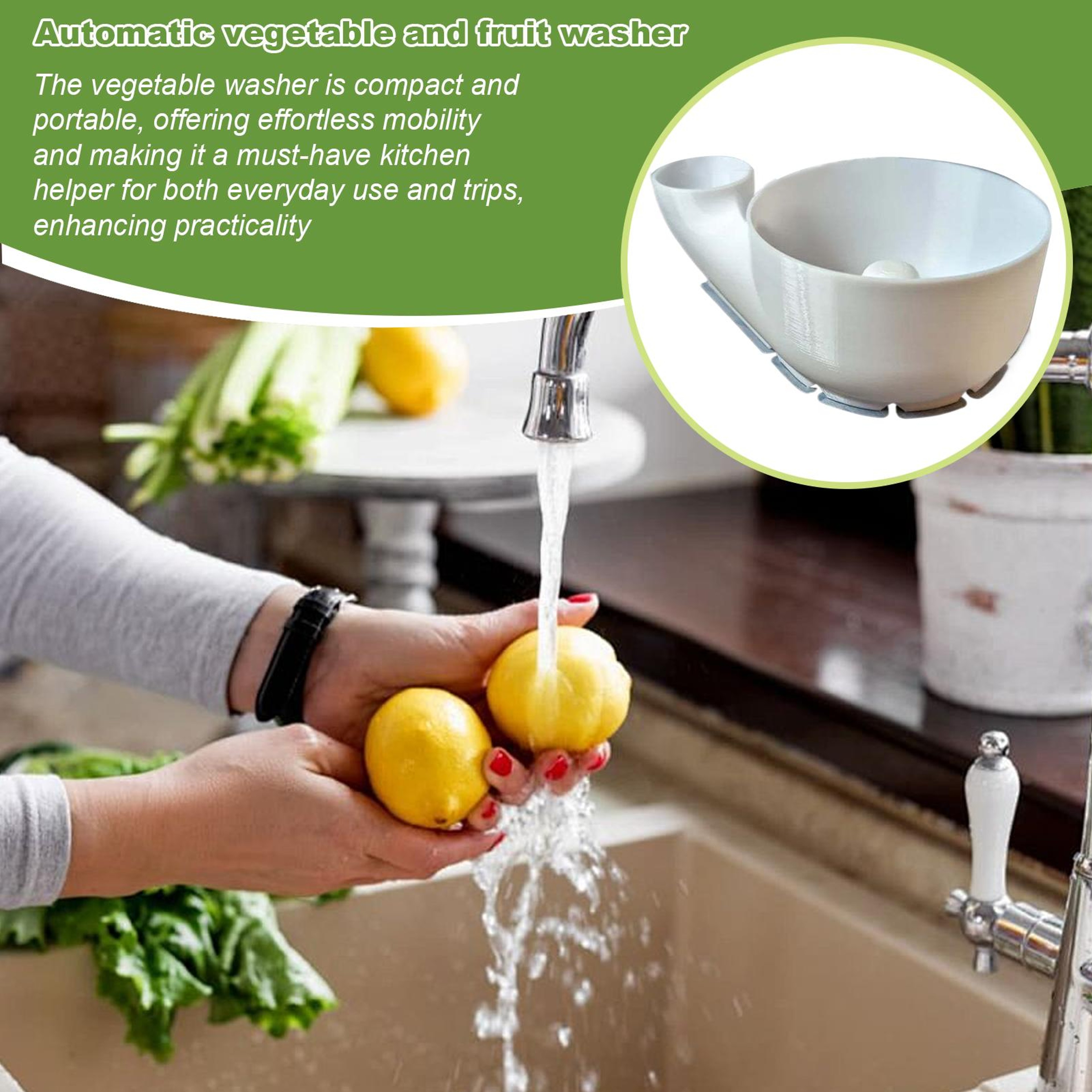 Portable Fruit Wash Bowl With Vegetable Washing Basket And Kitchen Spinner 3