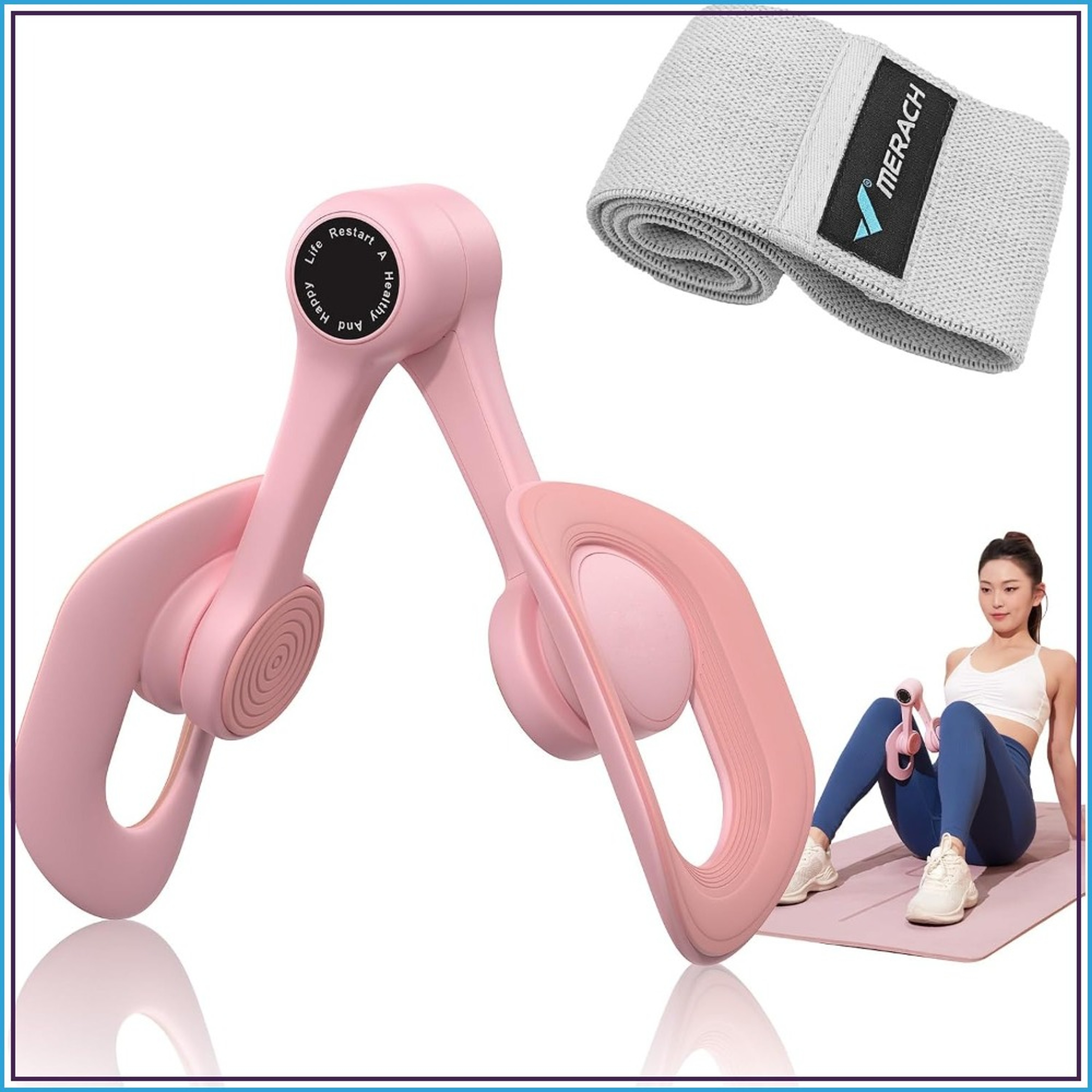 Thigh Trainer and Pelvic Floor Exerciser with Resistance Band for Legs Hips and Glutes – view 1
