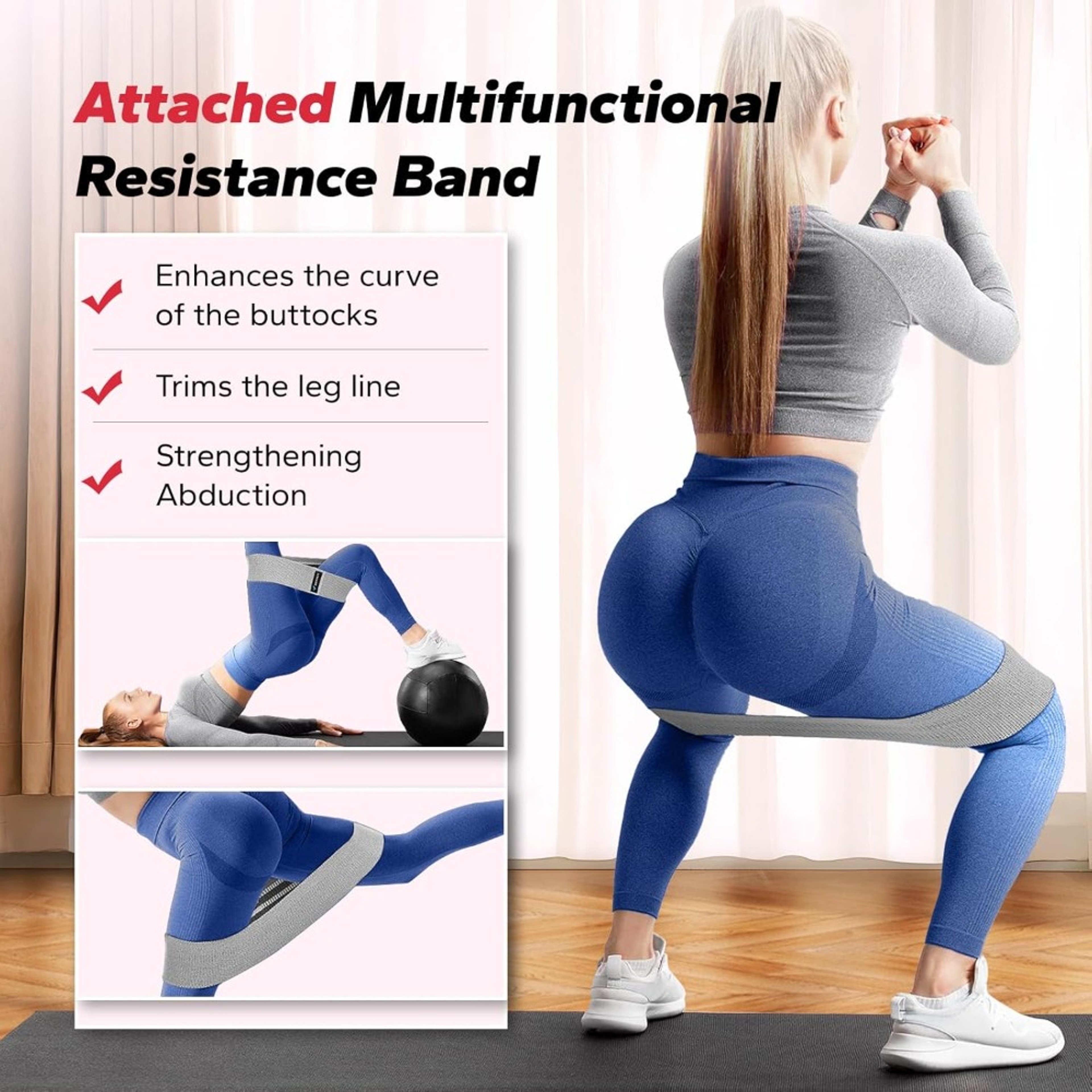 Thigh Trainer and Pelvic Floor Exerciser with Resistance Band for Legs Hips and Glutes – view 3