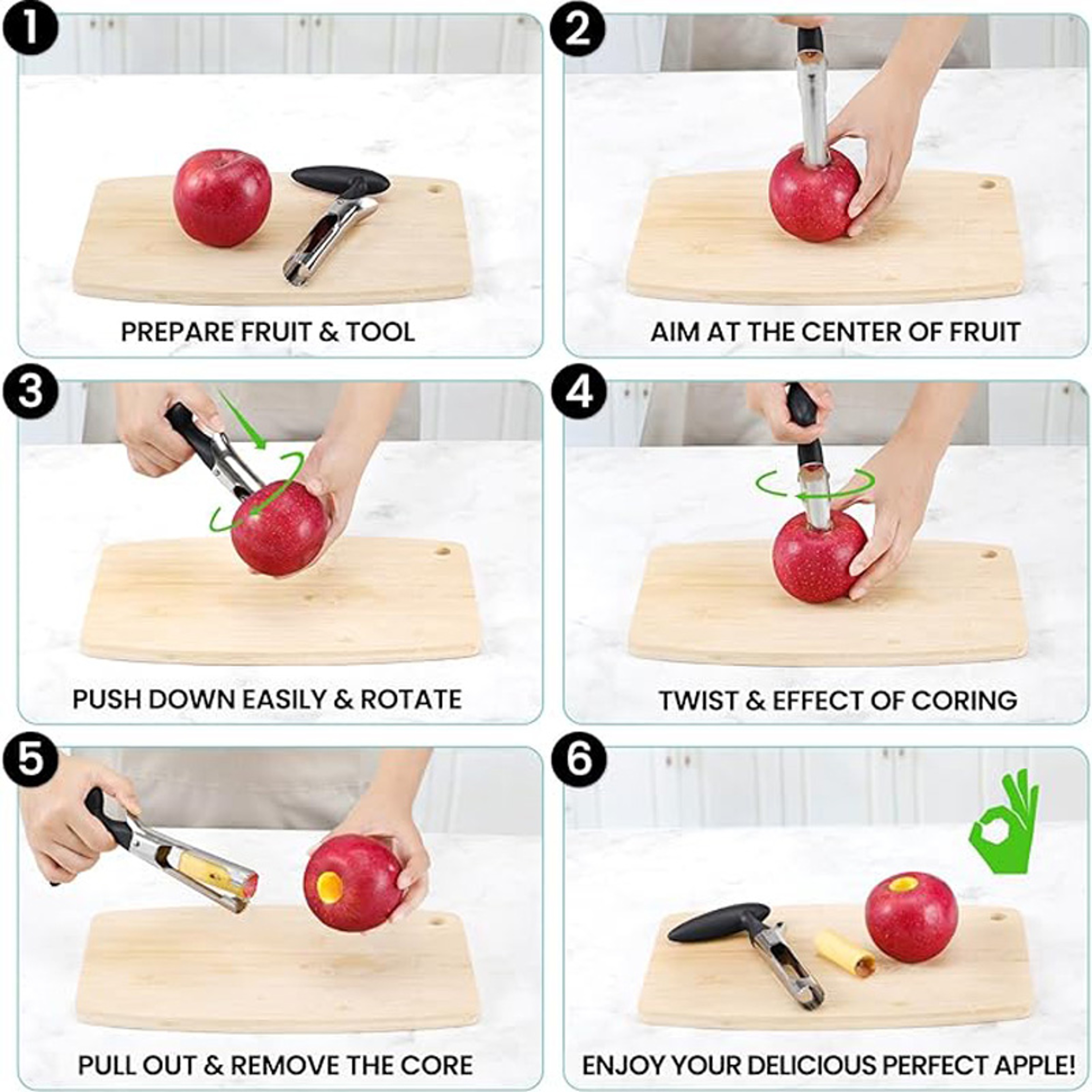 Stainless Steel Apple Corer Tool For Easy Fruit Core Removal 3