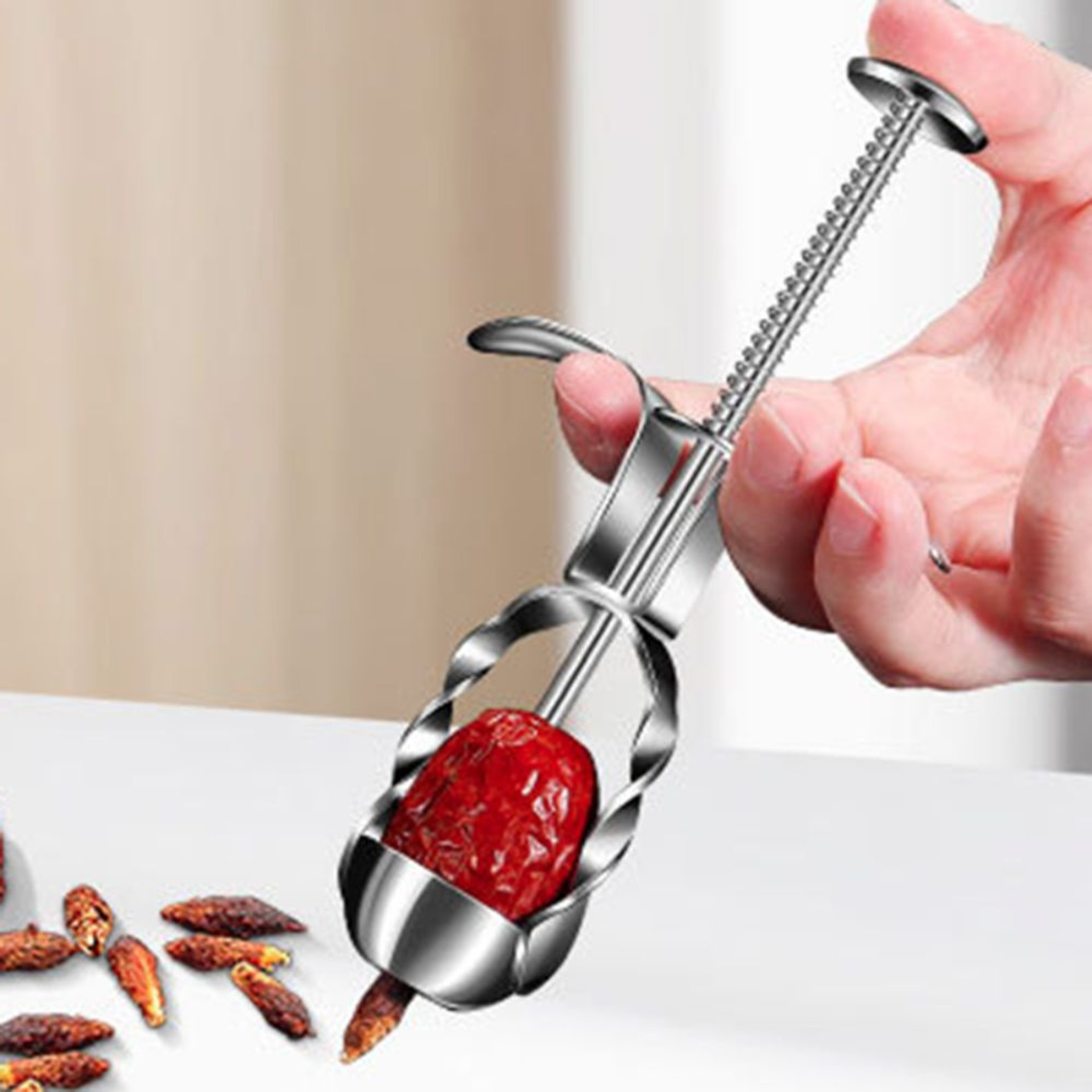 Stainless Steel Cherry Pitter Olive Pitter and Date Corer Fruit Pit Remover Tool – view 2