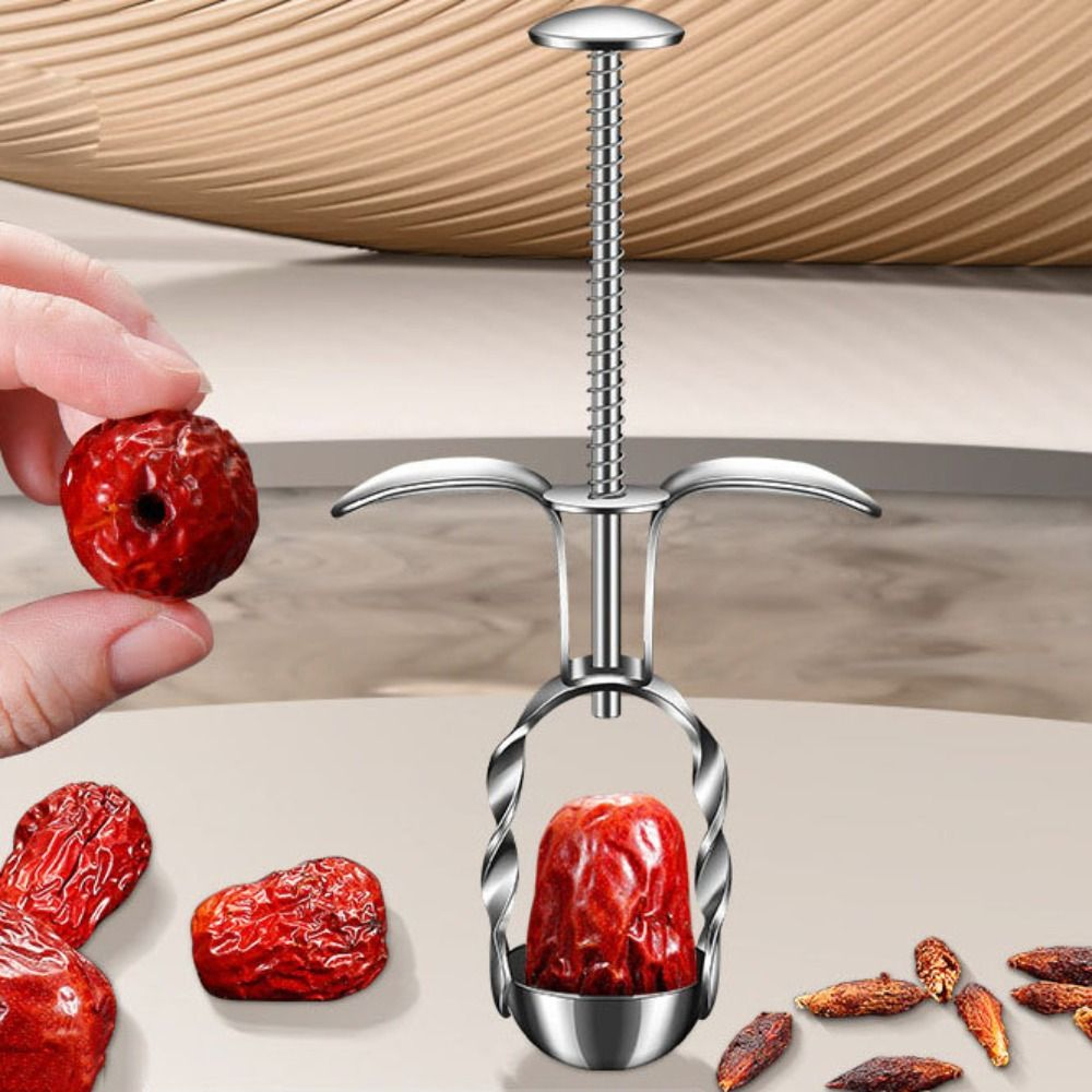 Stainless Steel Cherry Pitter Olive Pitter and Date Corer Fruit Pit Remover Tool – view 3