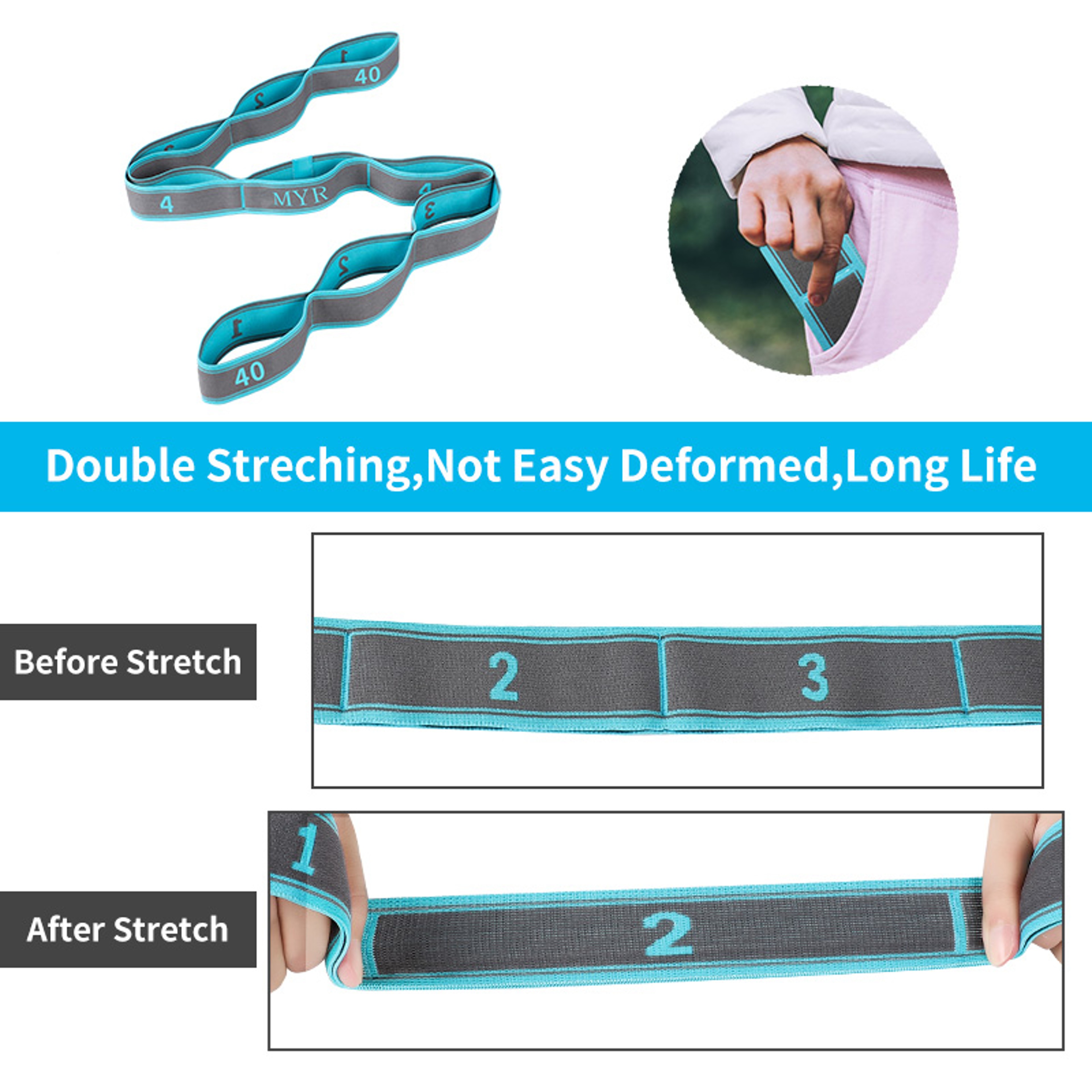 Elastic Yoga Stretch Strap With Loops For Flexibility 2