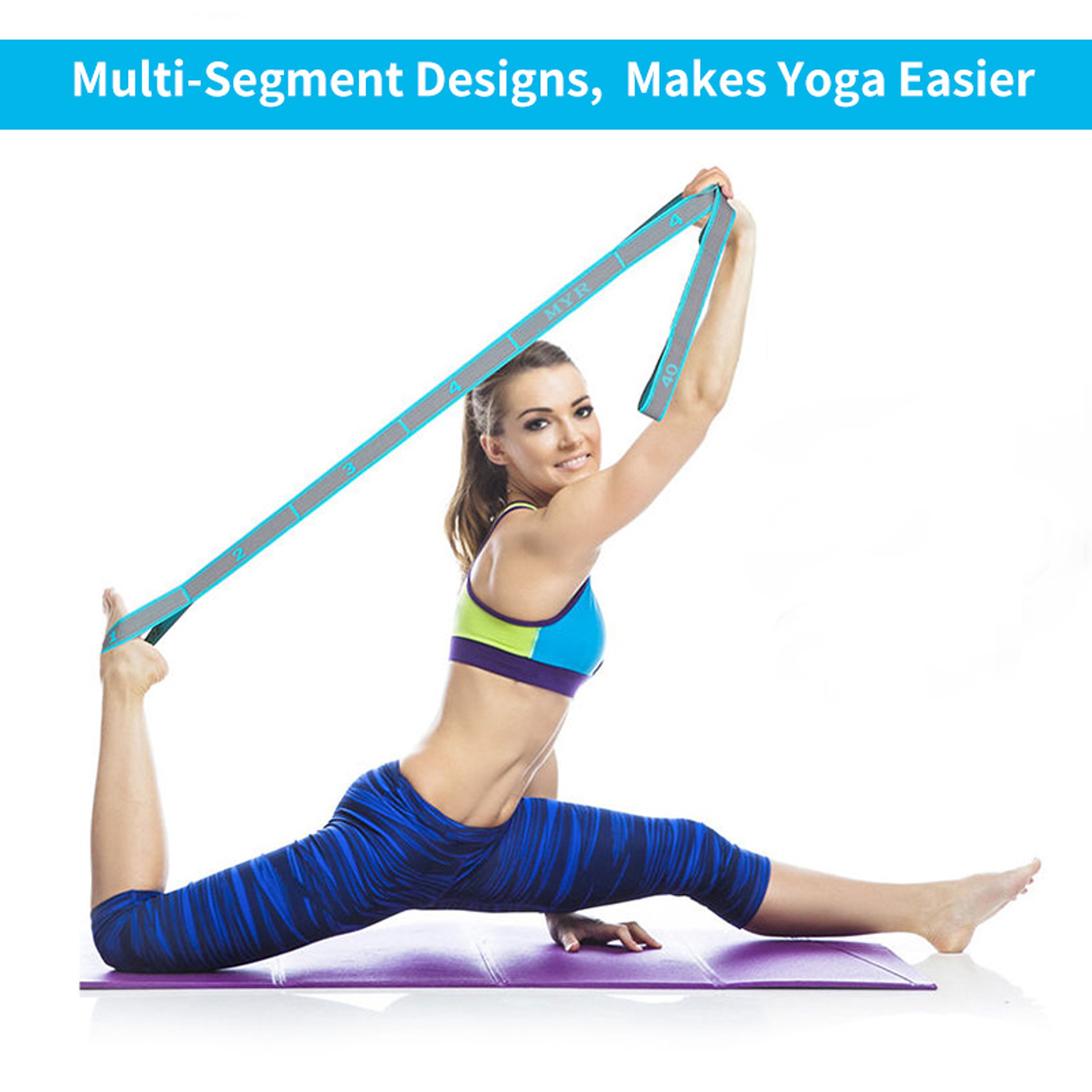 Elastic Yoga Stretch Strap With Loops For Flexibility 3