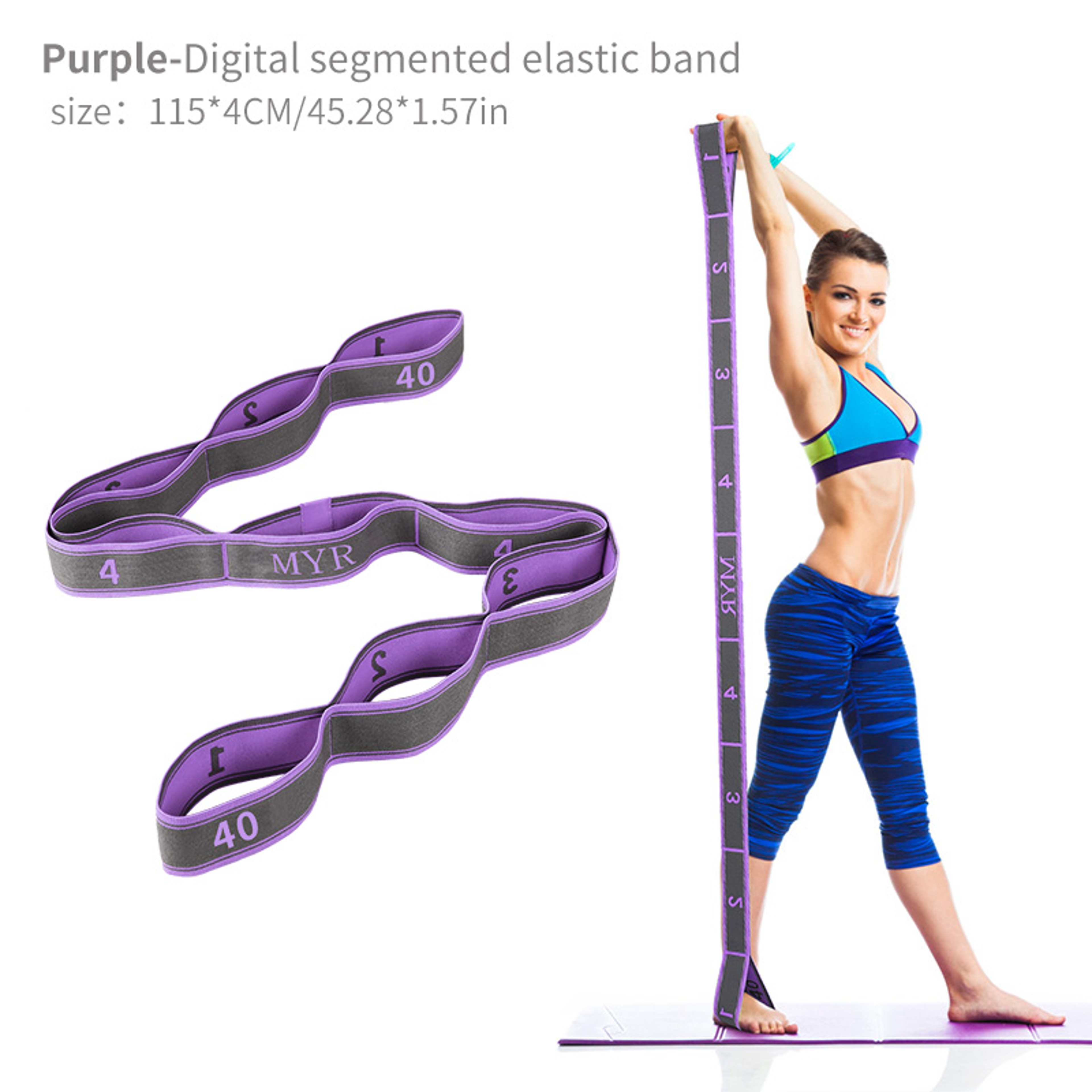 Elastic Yoga Stretch Strap With Loops For Flexibility 6