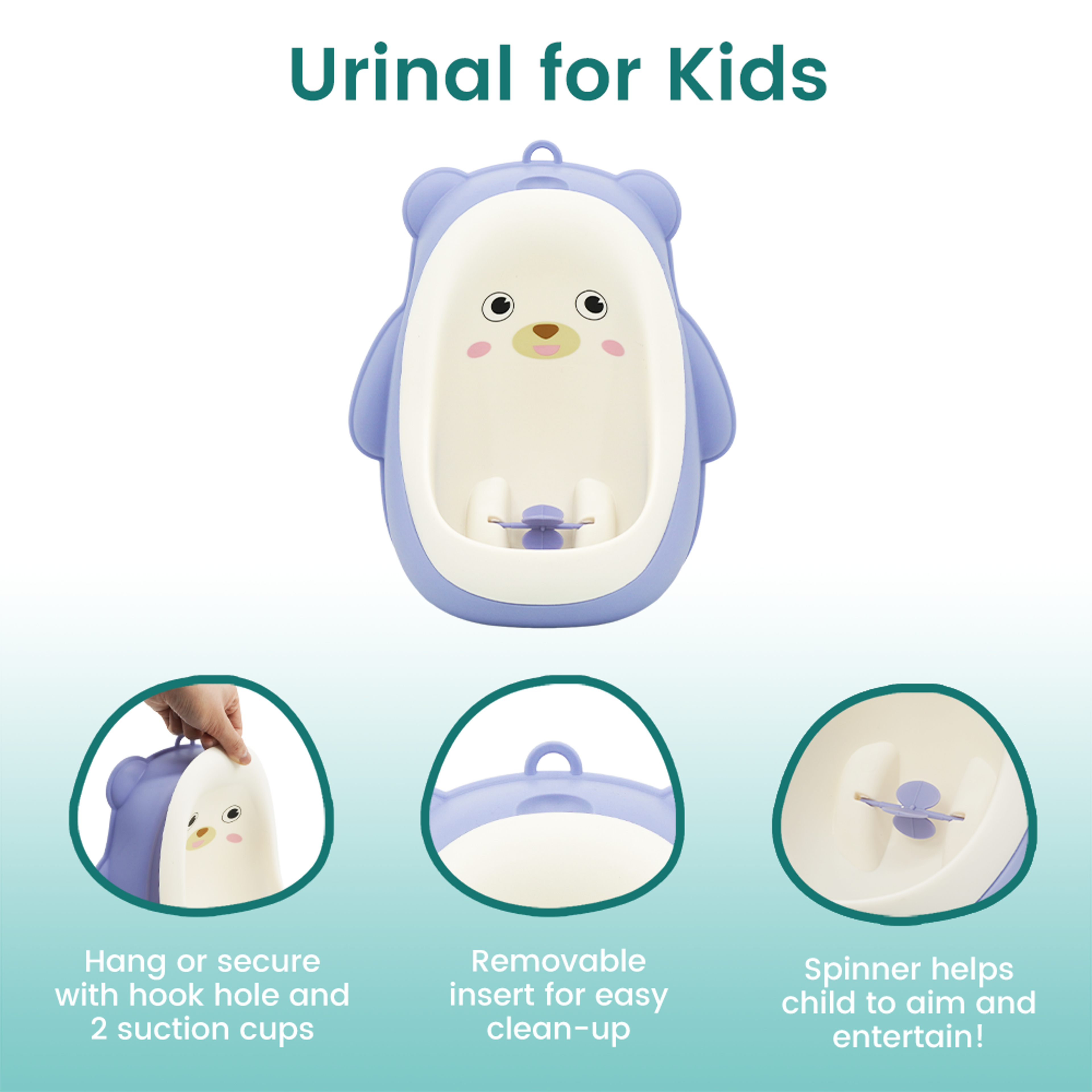 Cute Bear Kids Urinal Potty Training Toilet For Boys With Aiming Spinner 3