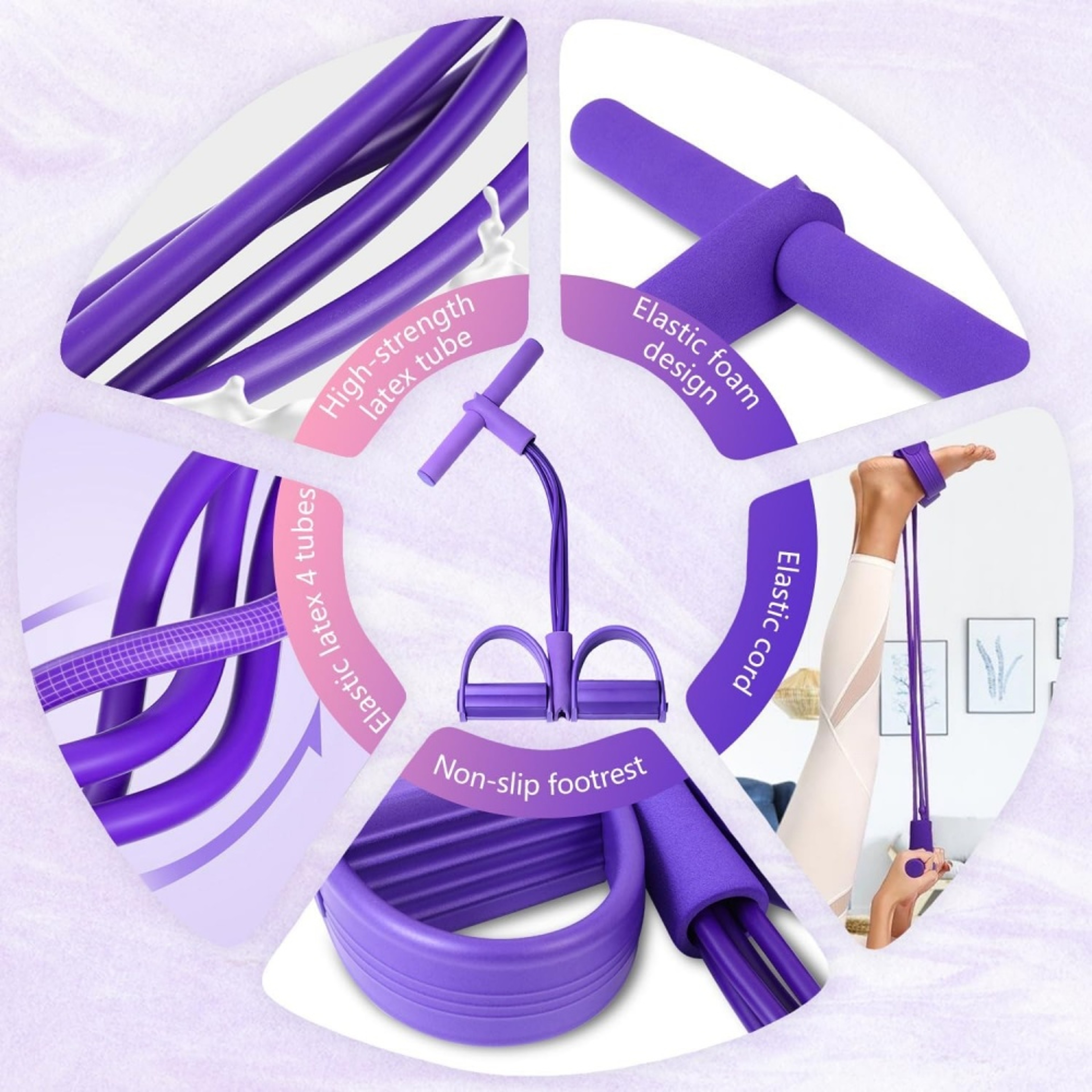 Tube Resistance Bands with Pedal Ankle Puller for Full Body Home Workout – view 3