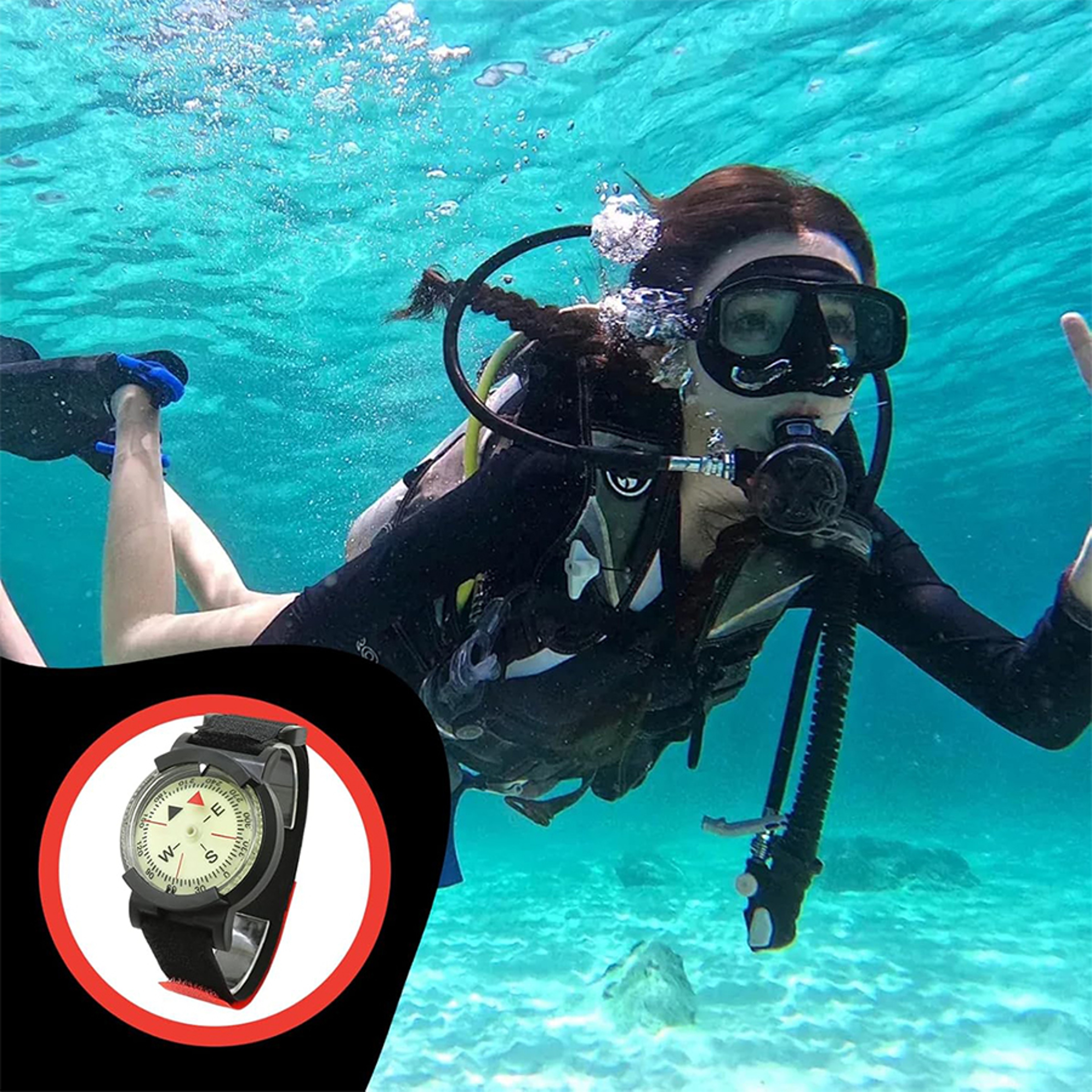 Professional Diving Compass Watch Waterproof Navigation Gear with Night Light – view 6