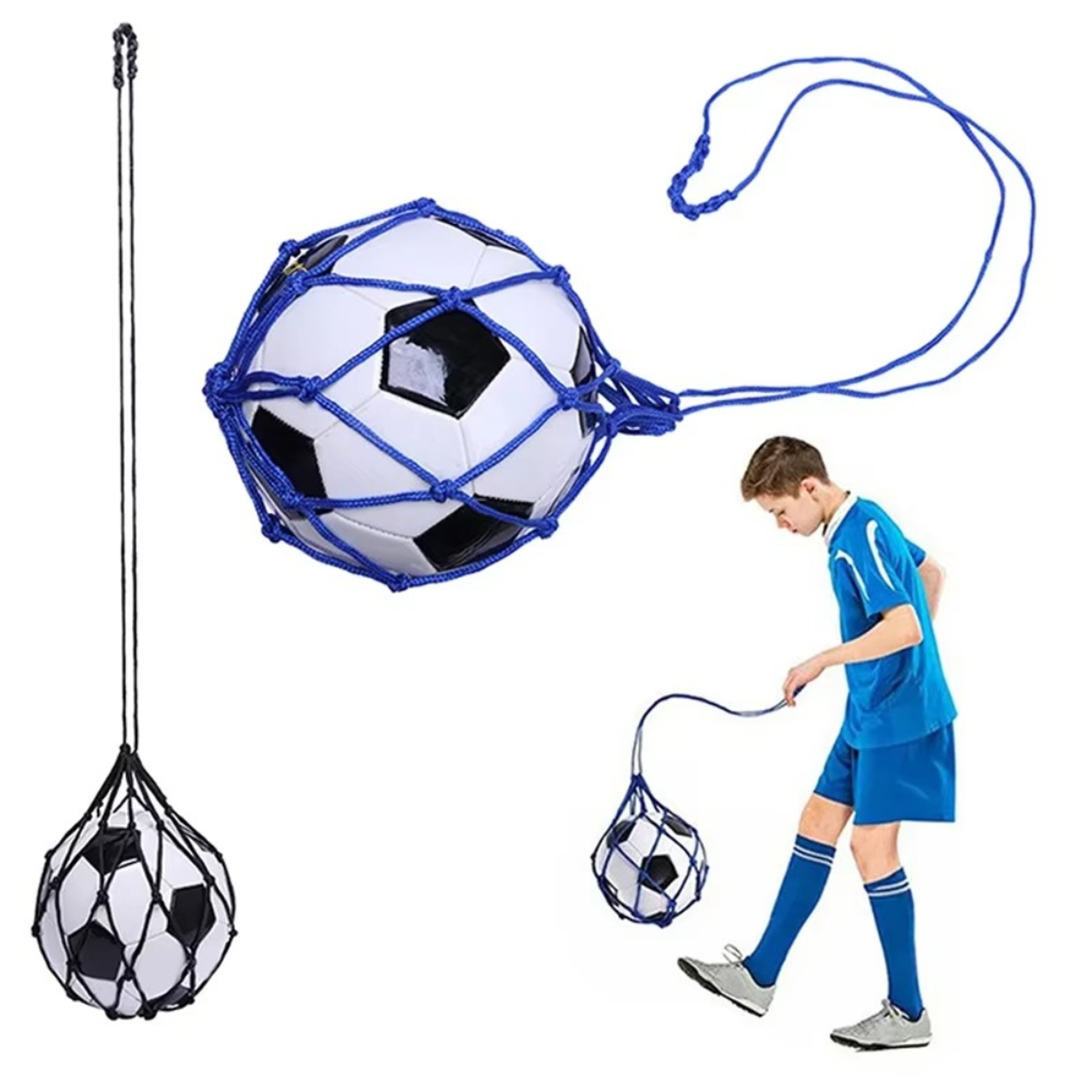 Solo Soccer Kick Trainer and Portable Ball Carry Net – view 2