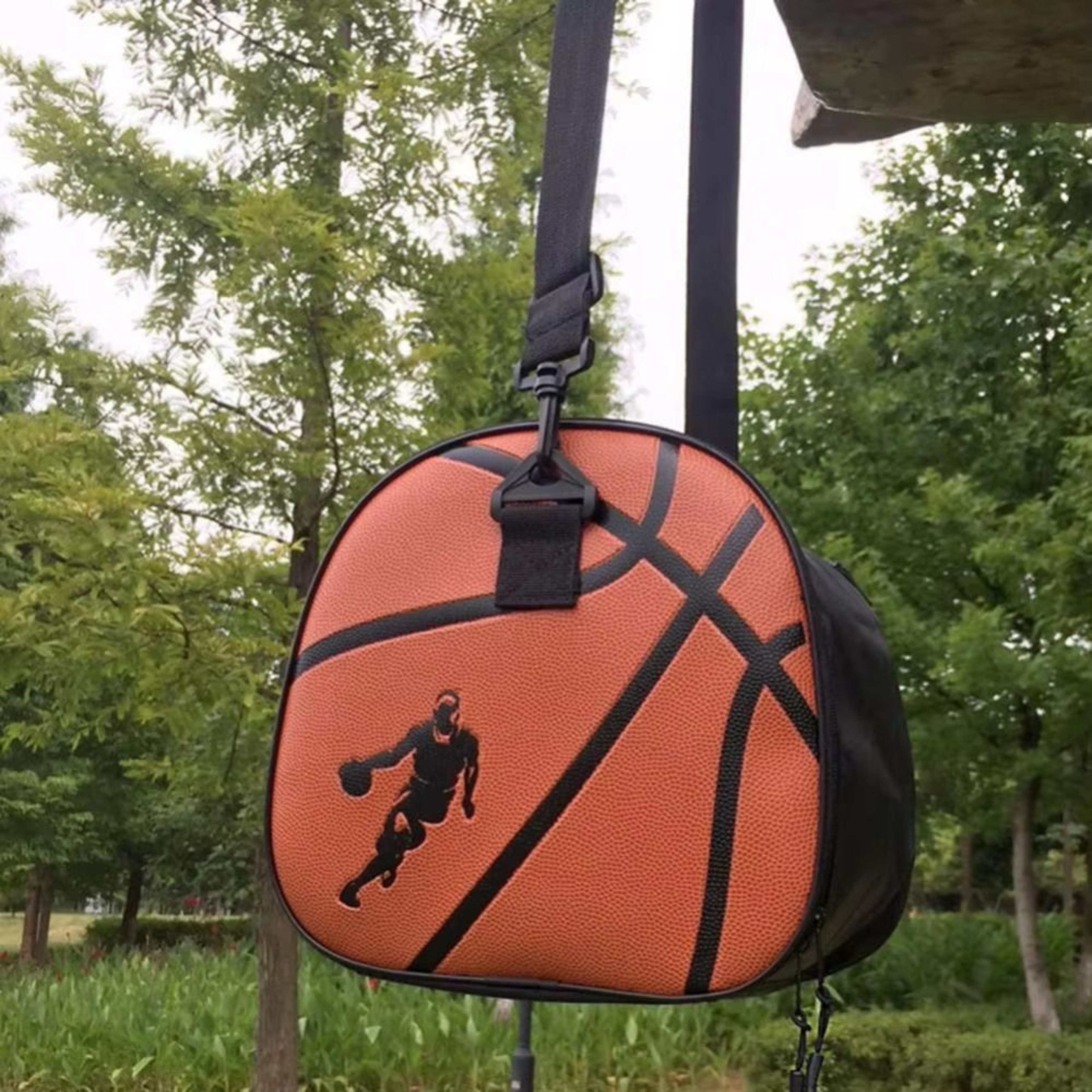 Large Capacity Basketball Bag Adjustable Sports Crossbody Bag with Zipper Pocket – view 3