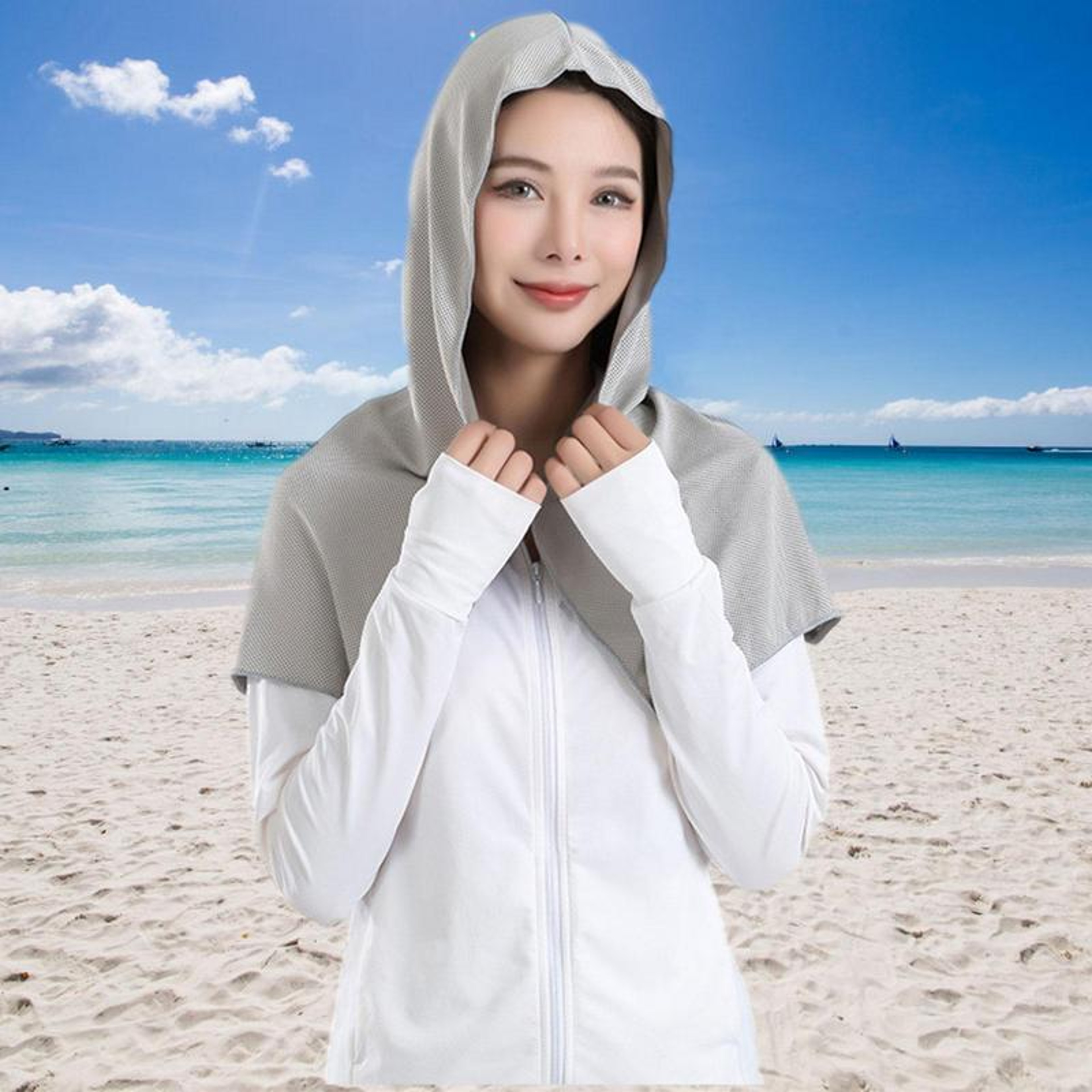 Cooling Hoodie Towel With Reusable Cooling Fabric For Outdoor Sports And Sun Protection 1