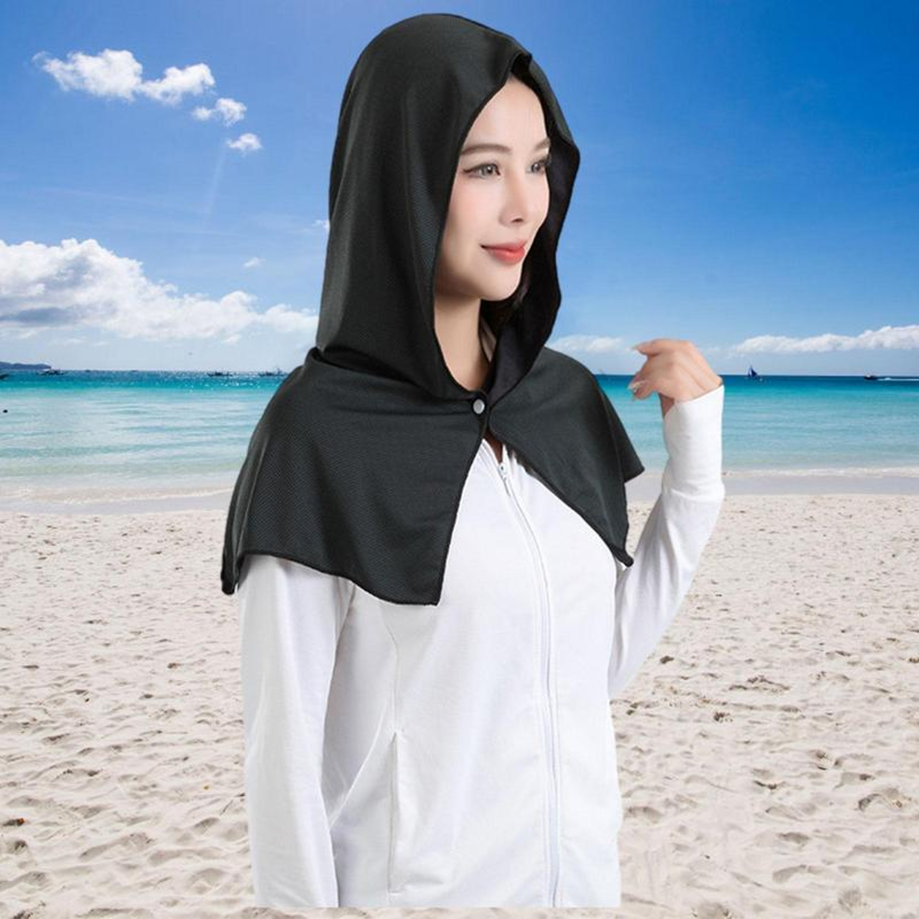 Cooling Hoodie Towel With Reusable Cooling Fabric For Outdoor Sports And Sun Protection 3