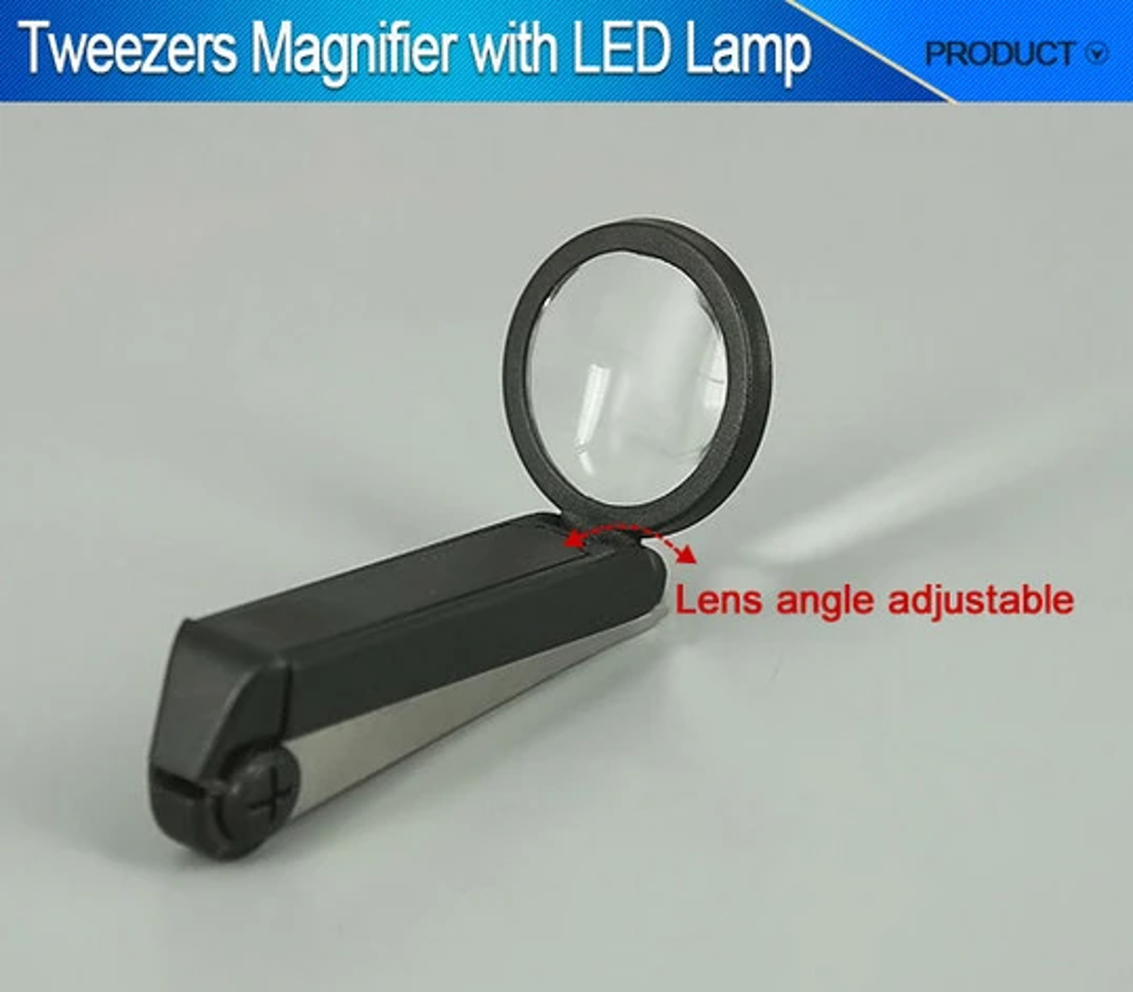 LED Magnifying Glass with Foldable Eyebrow Tweezers – view 3