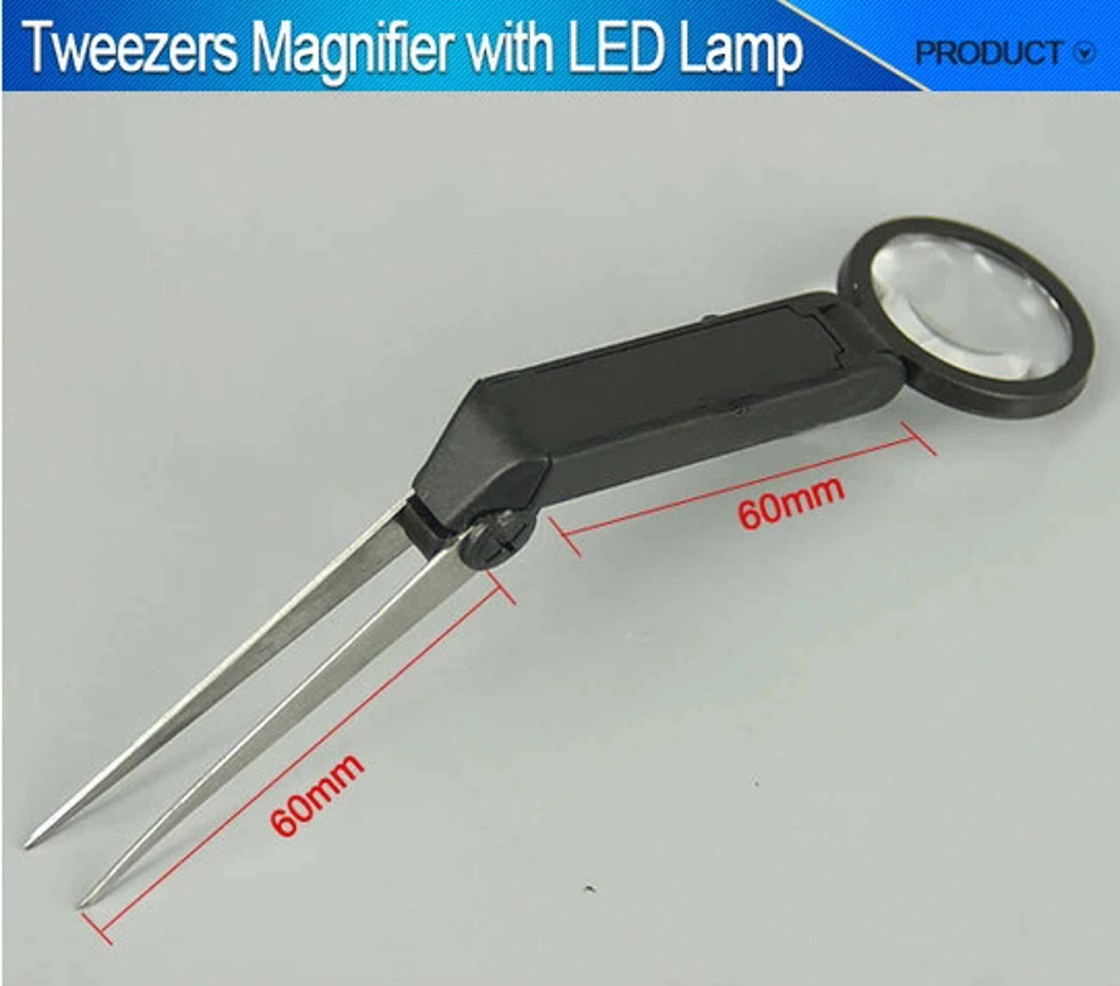 LED Magnifying Glass with Foldable Eyebrow Tweezers – view 4
