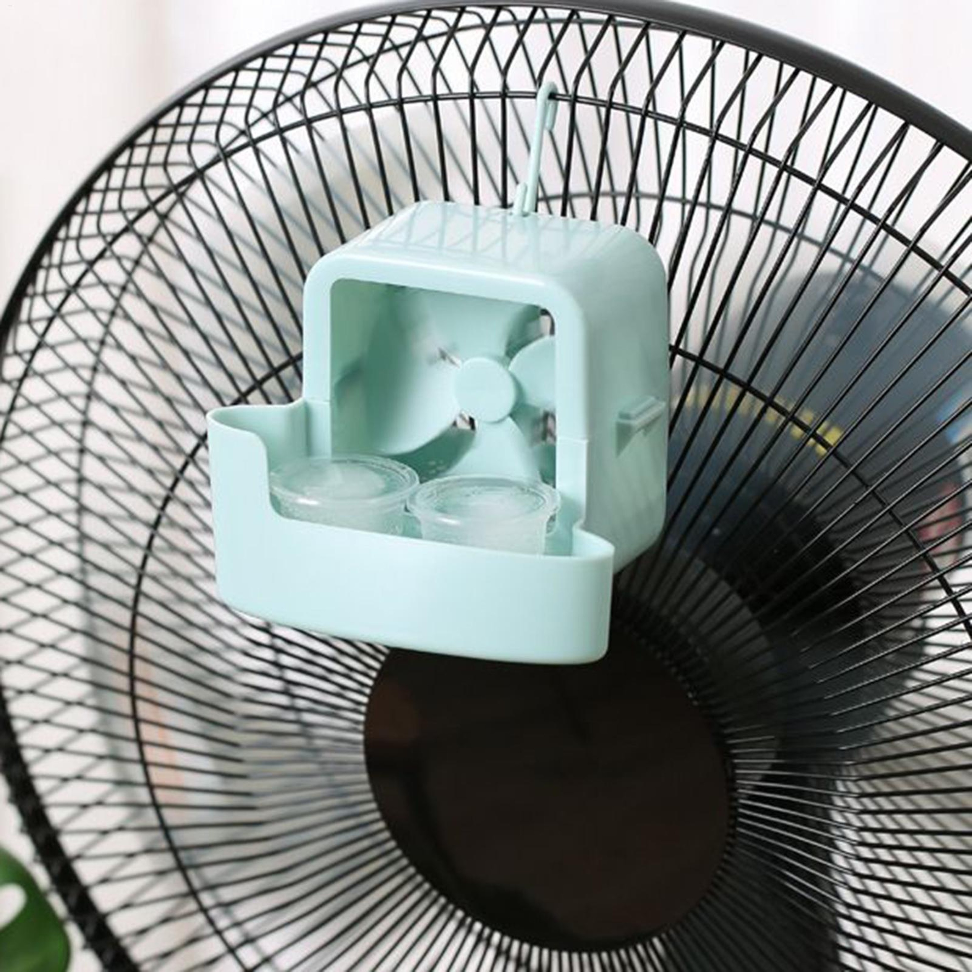 Hangable Ice Box Fan Mister Attachment For Outdoor Cooling 2