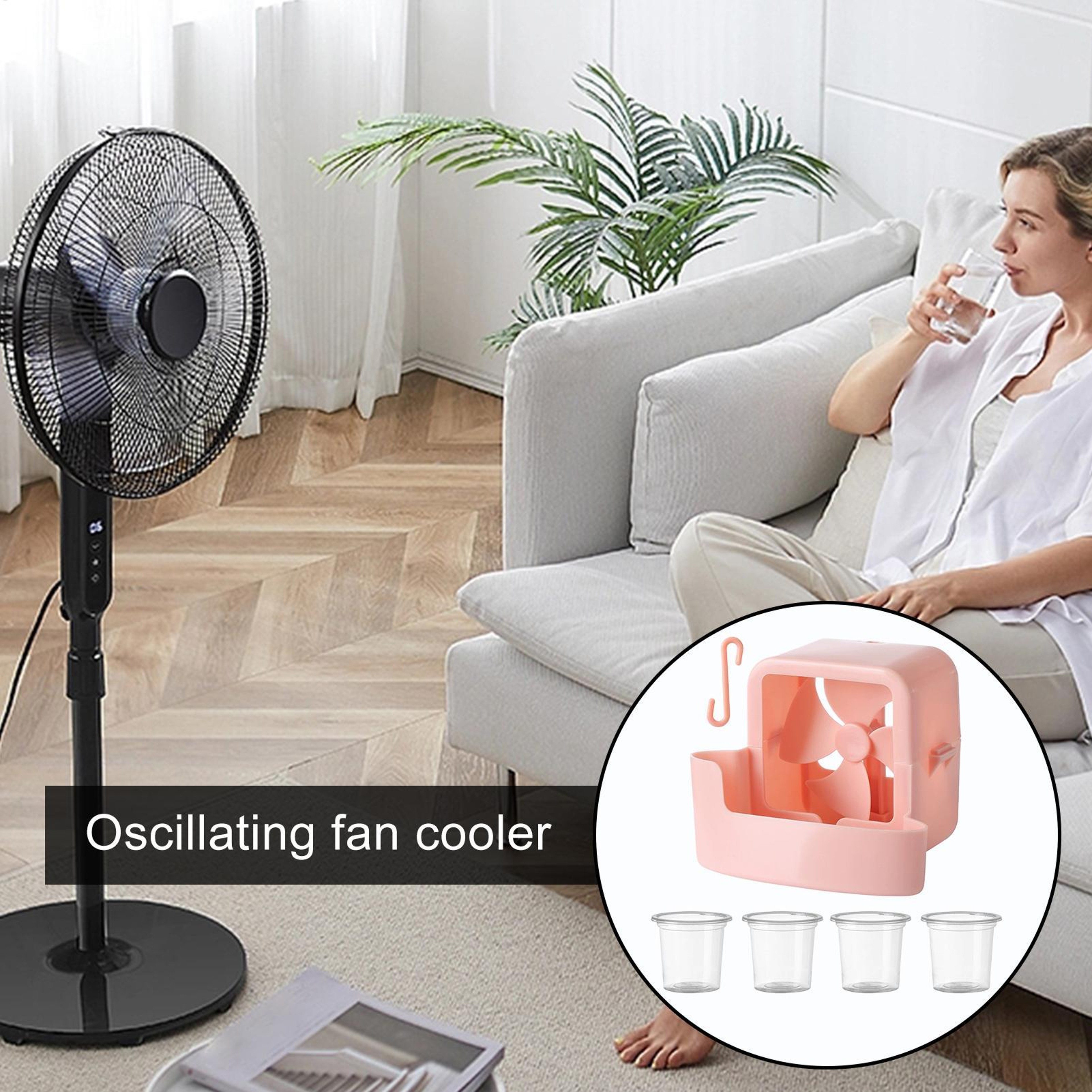 Hangable Ice Box Fan Mister Attachment For Outdoor Cooling 3
