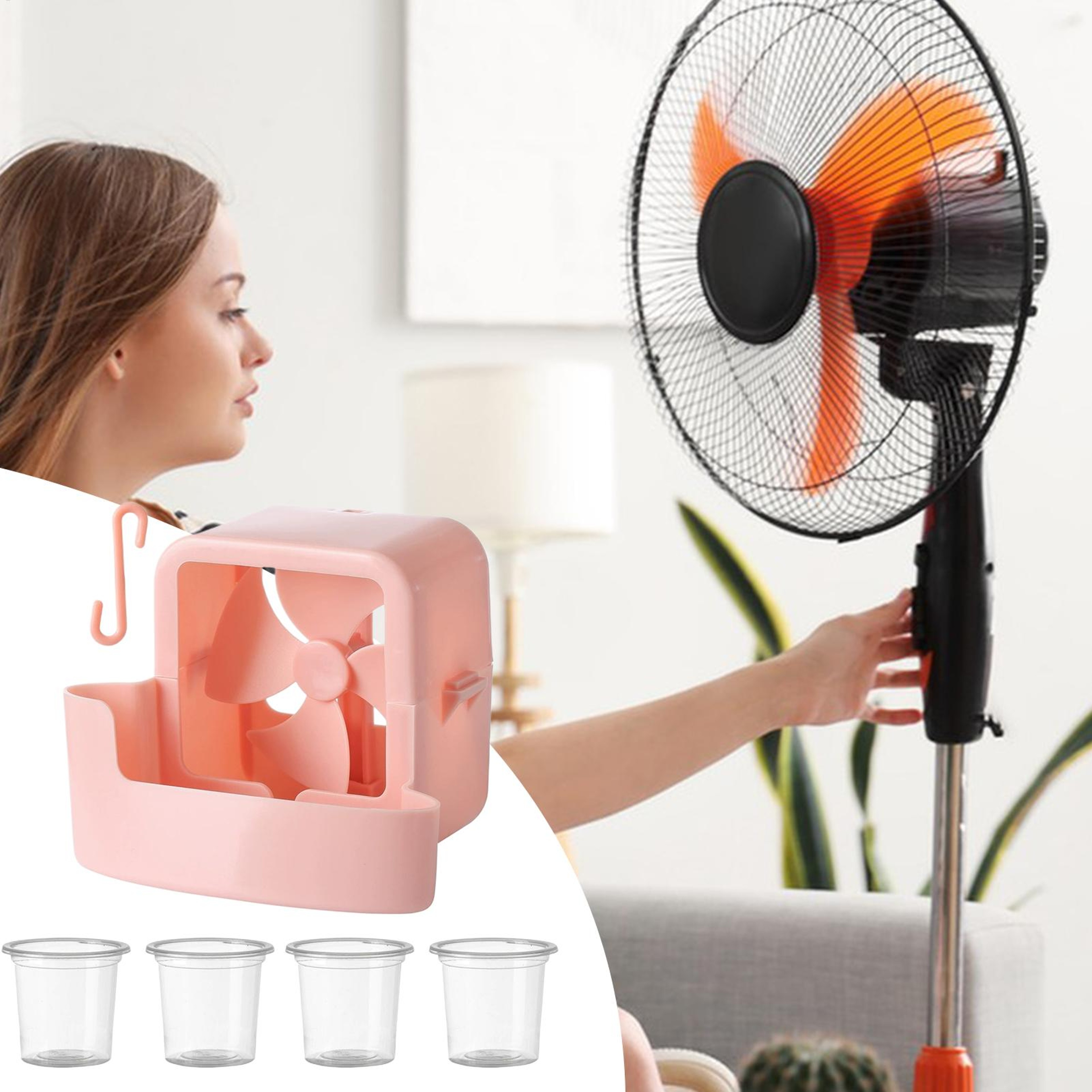 Hangable Ice Box Fan Mister Attachment For Outdoor Cooling 4