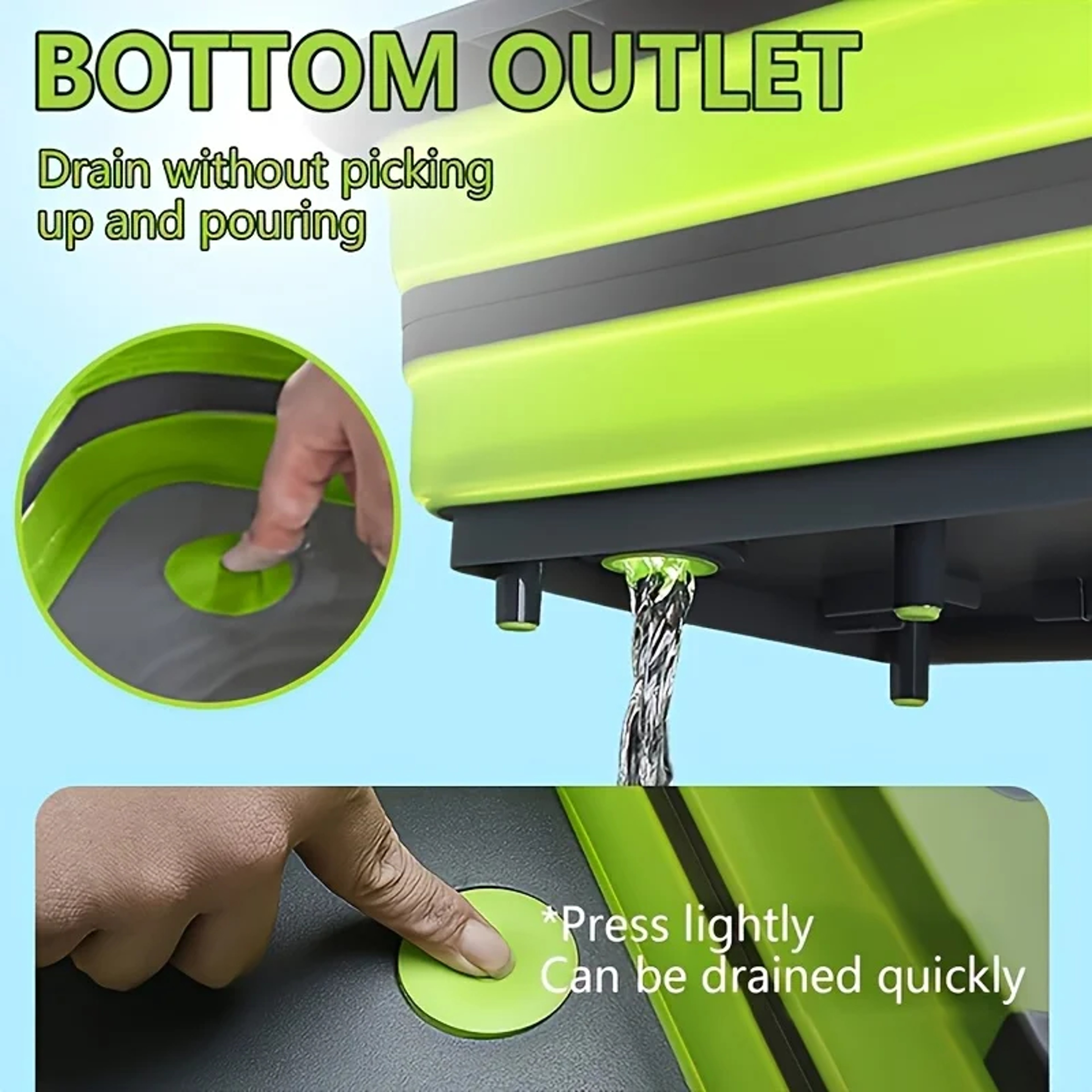 Portable Collapsible Wash Basin with Drain and Storage – view 4