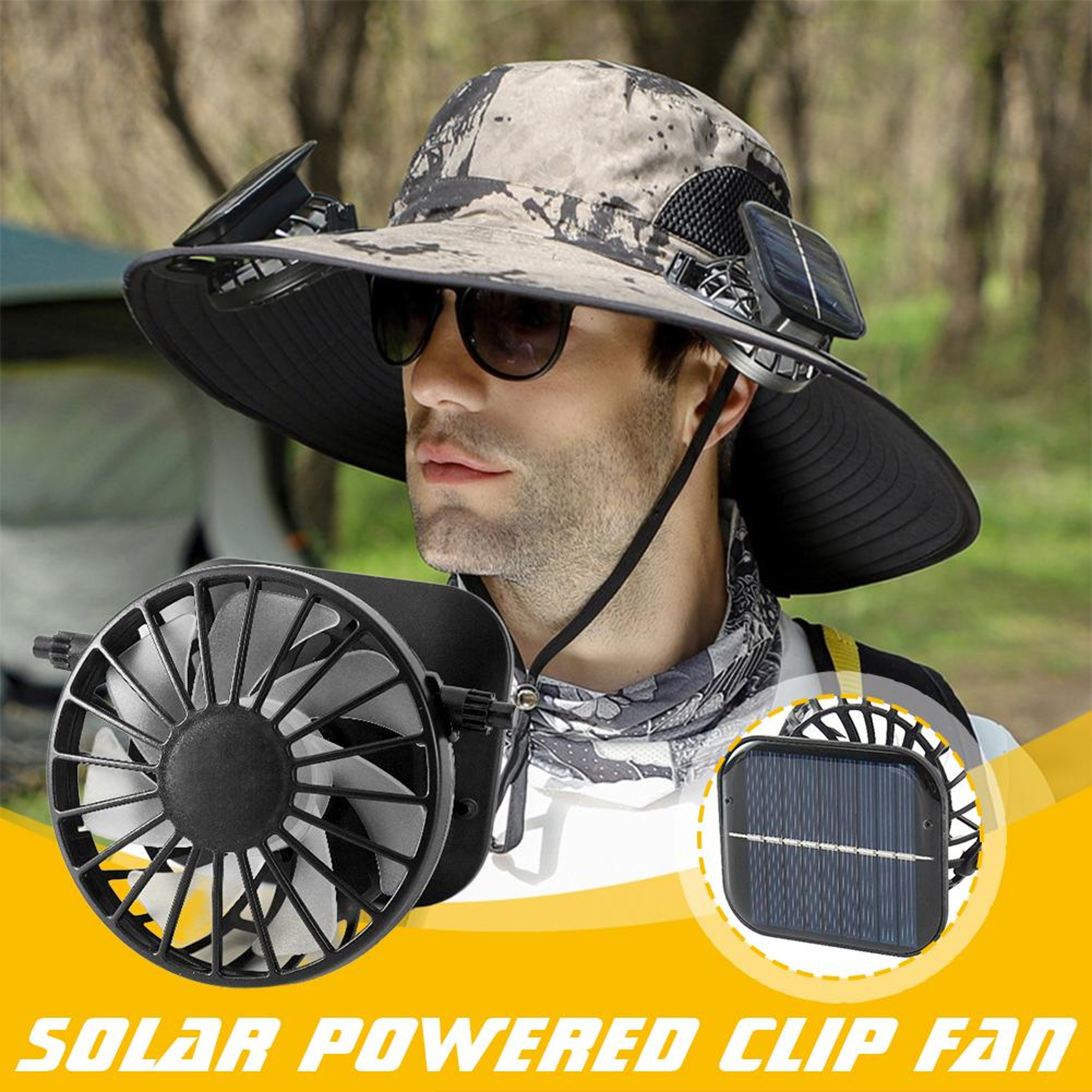 Solar Powered Outdoor Fan With Adjustable Bracket And Waterproof Design 1
