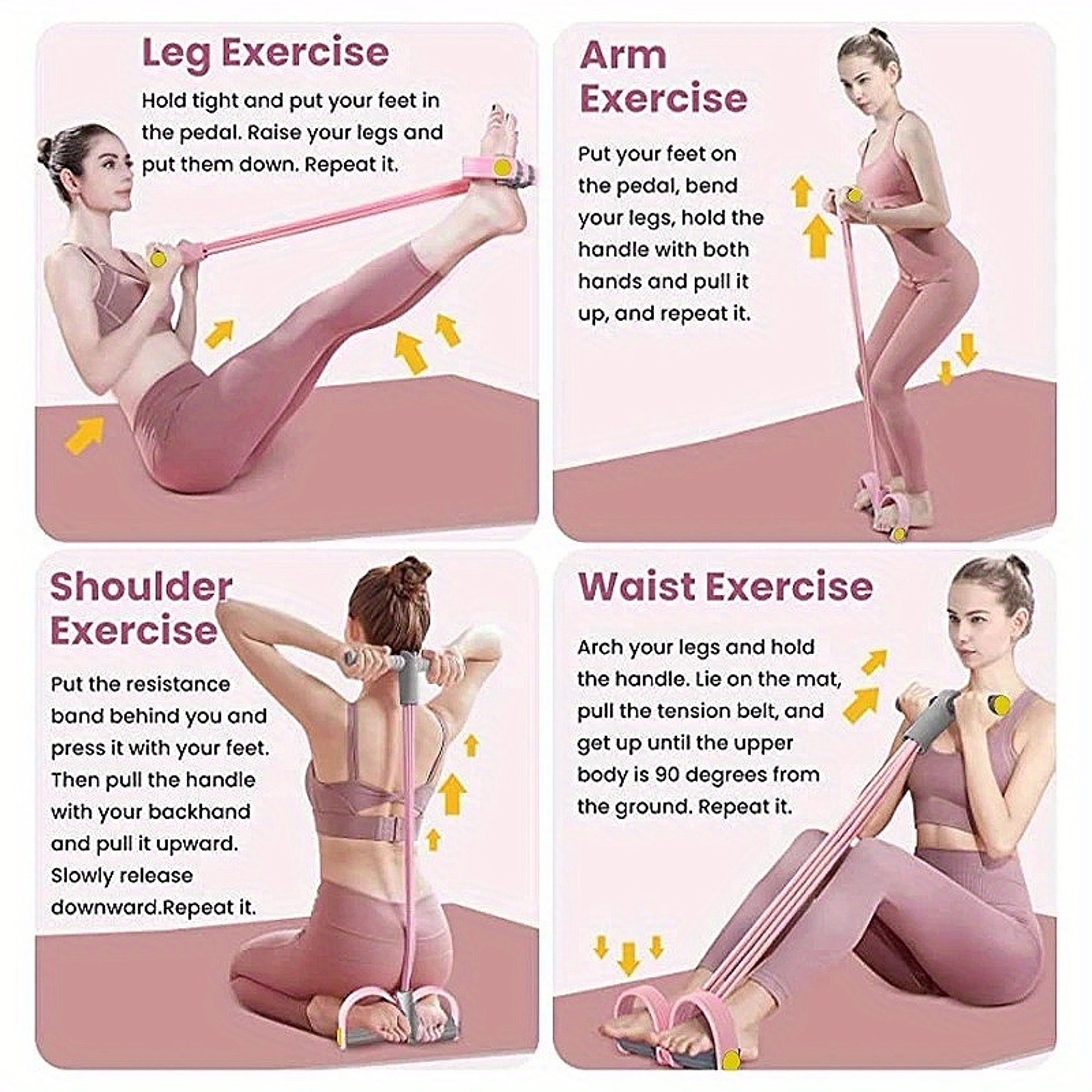 Portable Full Body Resistance Band with Foam Handles for Strength Training – view 4