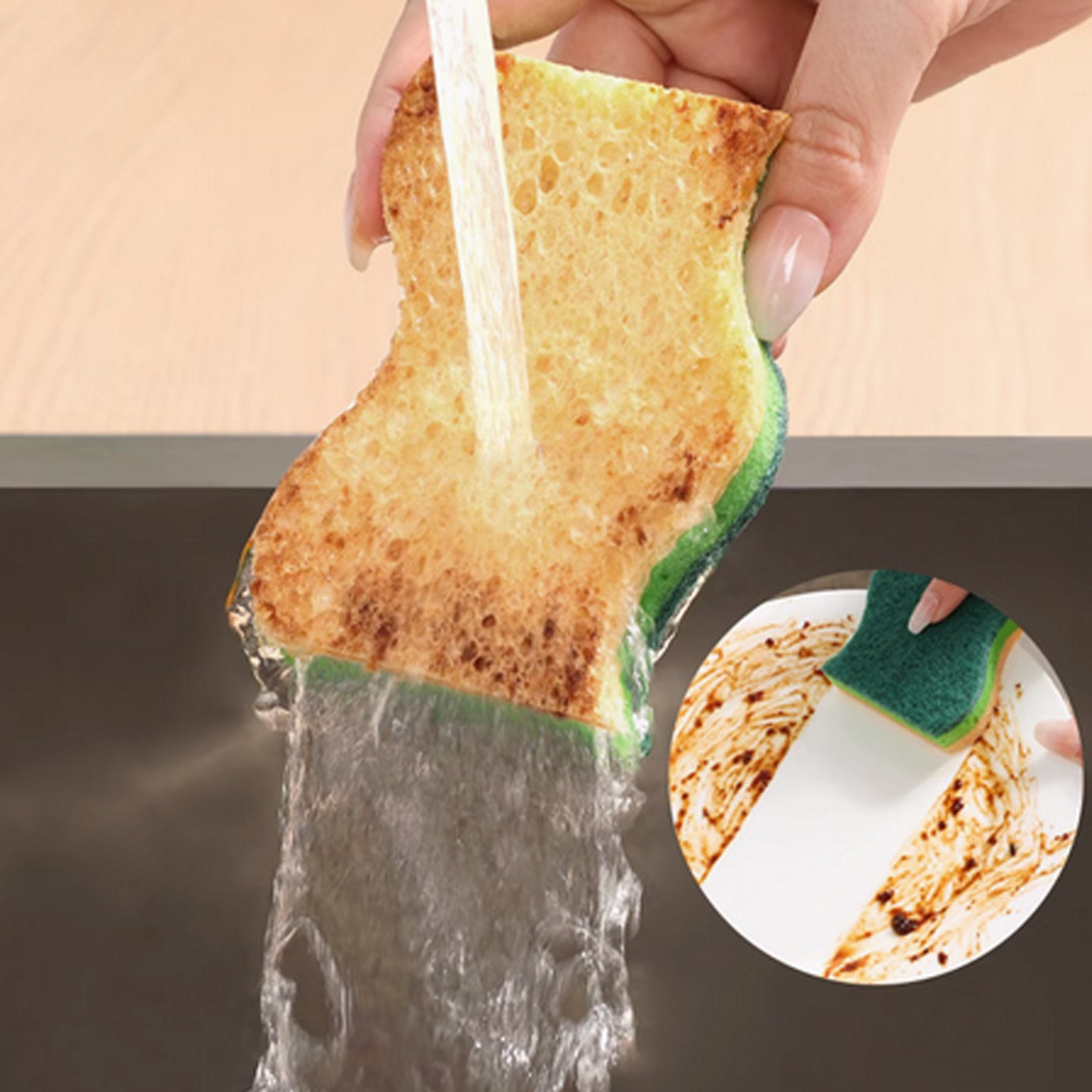 Commercial Wood Pulp Dishwashing Sponges Non Scratch Bulk Kitchen Scrubbers – view 4