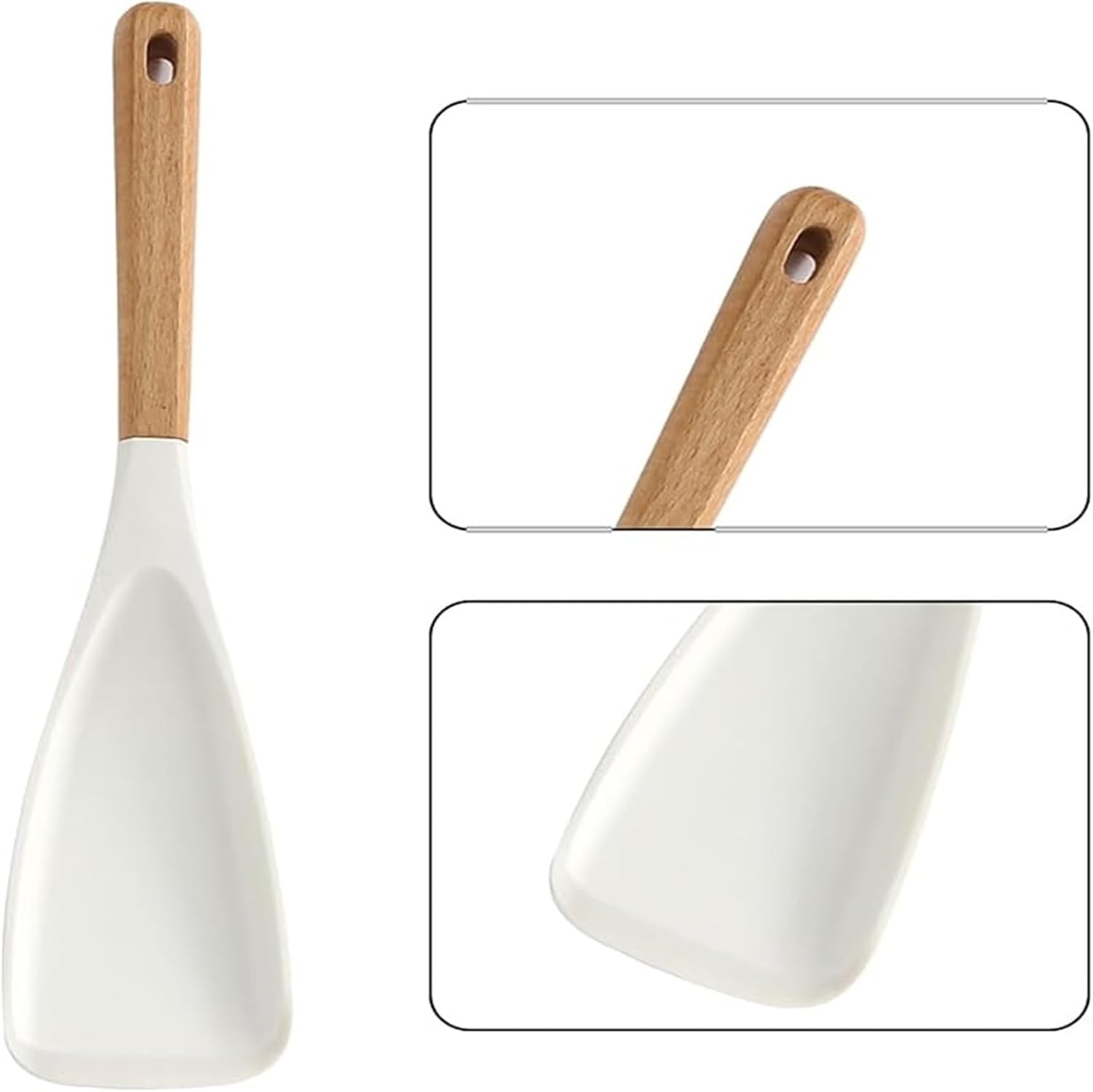 White Silicone Spatula with Beech Wood Handle for Cooking, Scraping and Serving – view 1