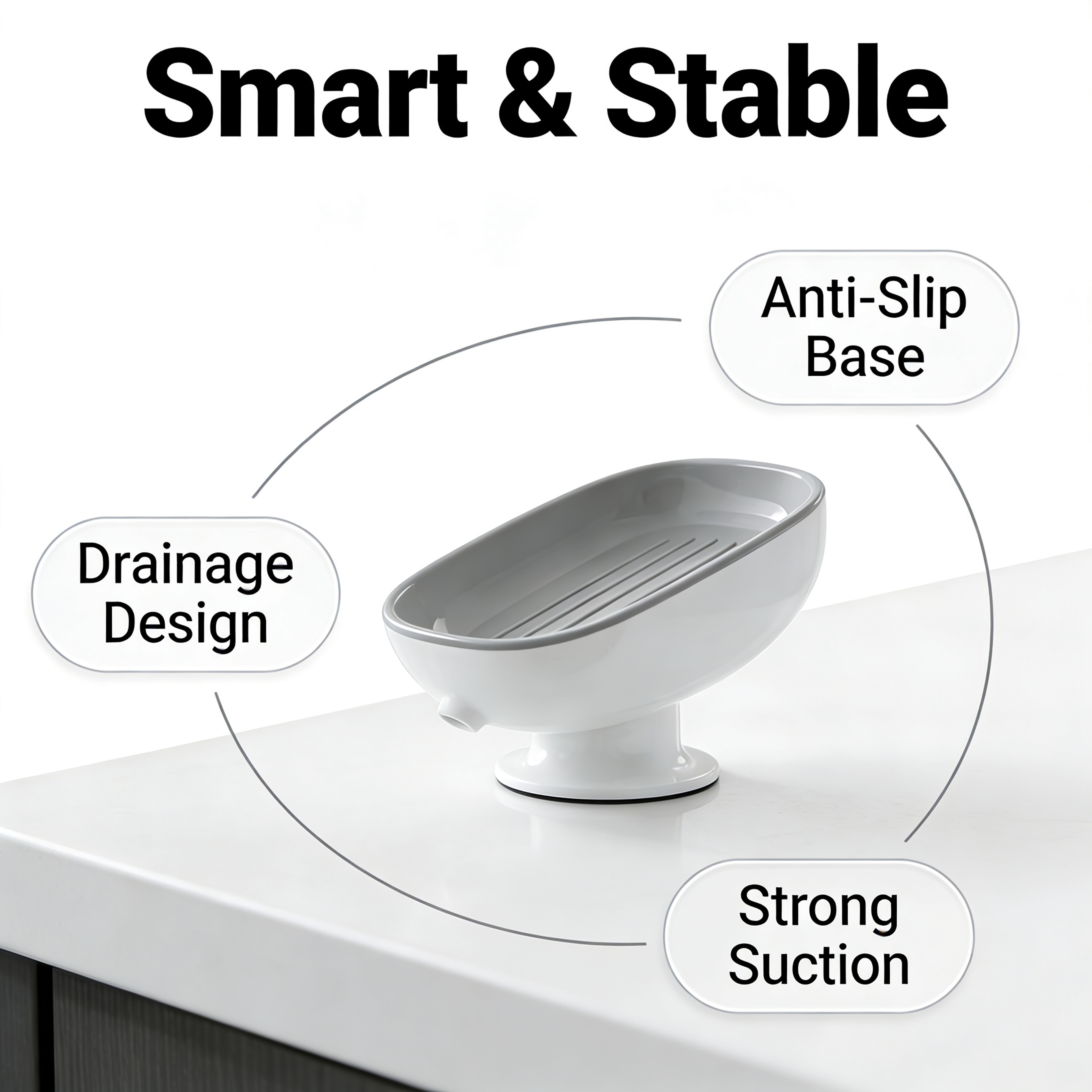 Self Draining Suction Cup Soap Dish Bathroom Shower Soap Holder Storage – view 4