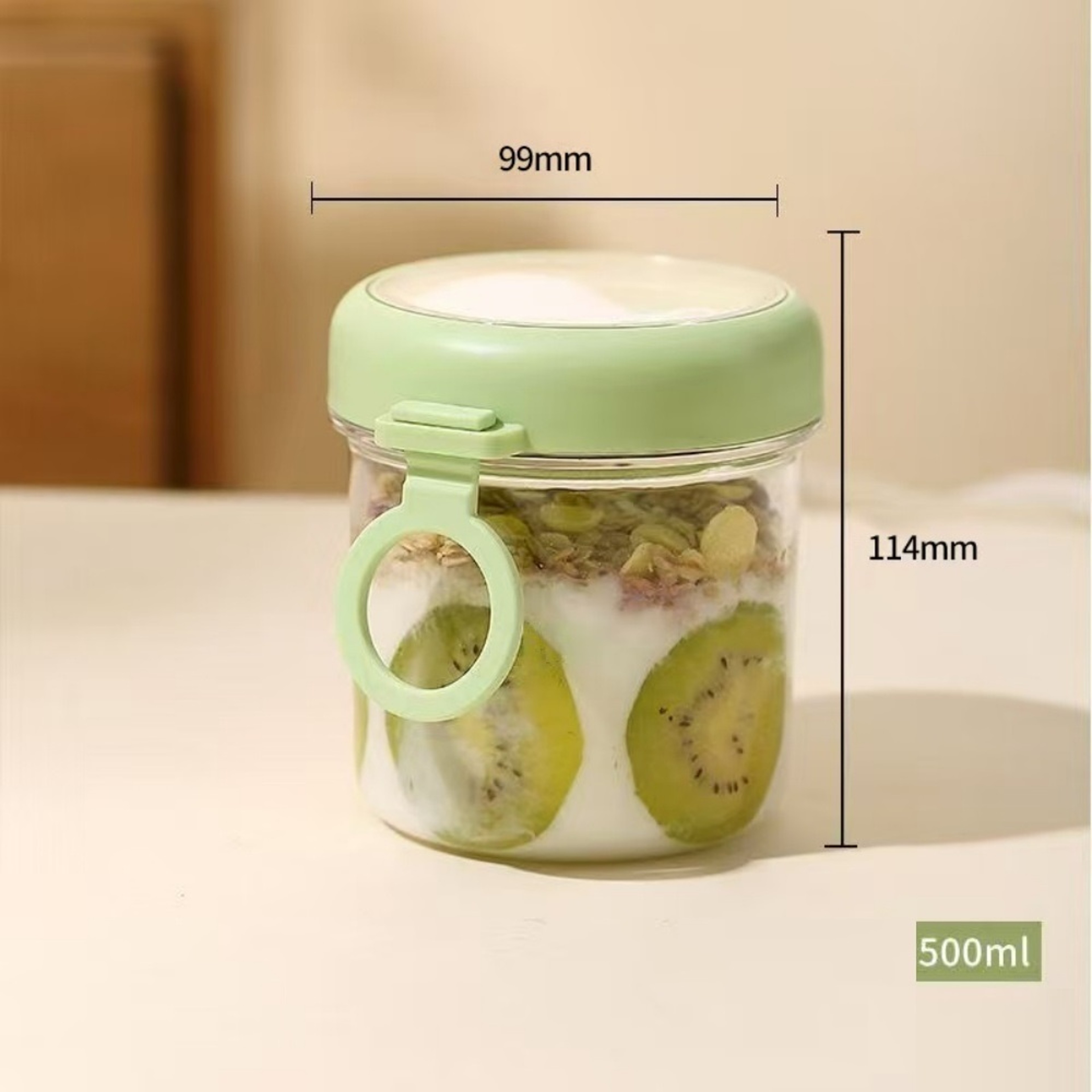Wide Mouth Glass Overnight Oats Container With Sealed Lid And Spoon 7