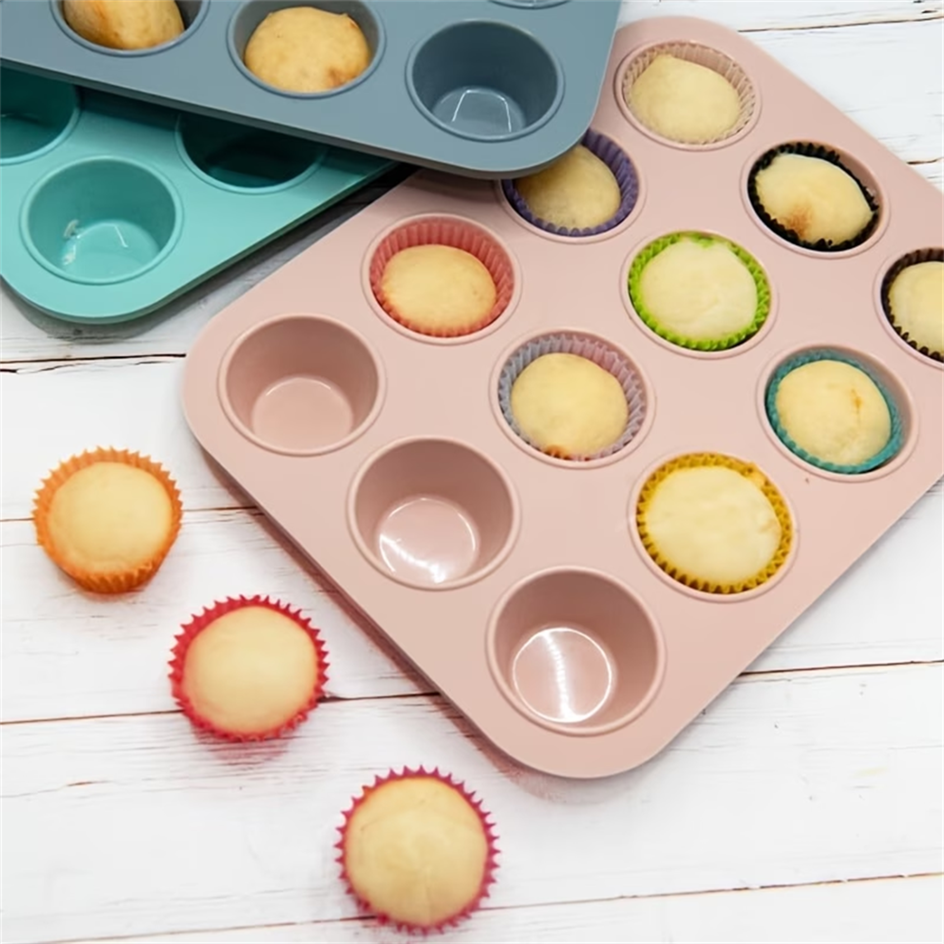 Silicone Muffin Pan Nonstick SpaceSaving Baking Mold 2