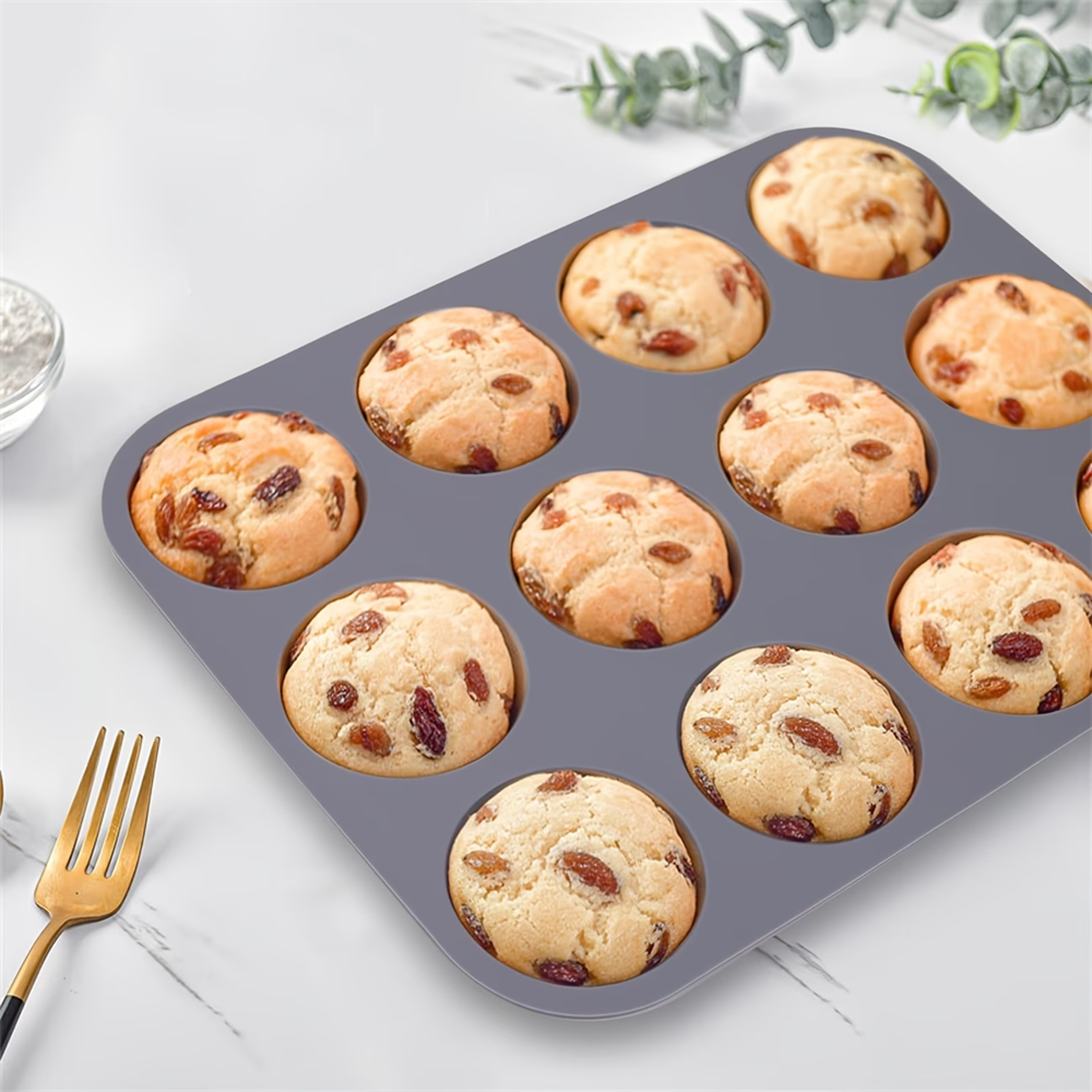Silicone Muffin Pan Nonstick SpaceSaving Baking Mold 3