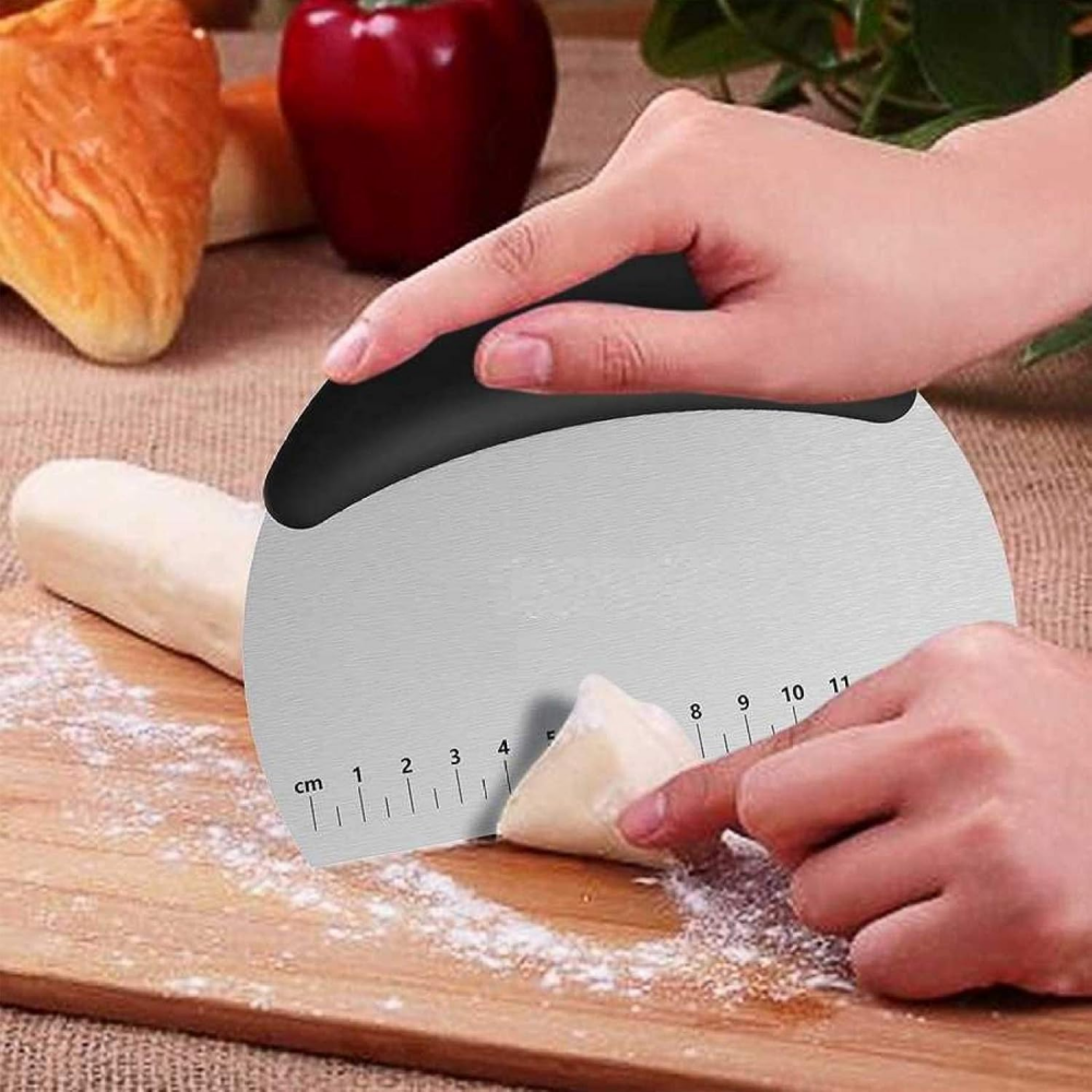 Stainless Steel Pastry Cutter And Dough Scraper Baking Tool With Measurement Guide 2