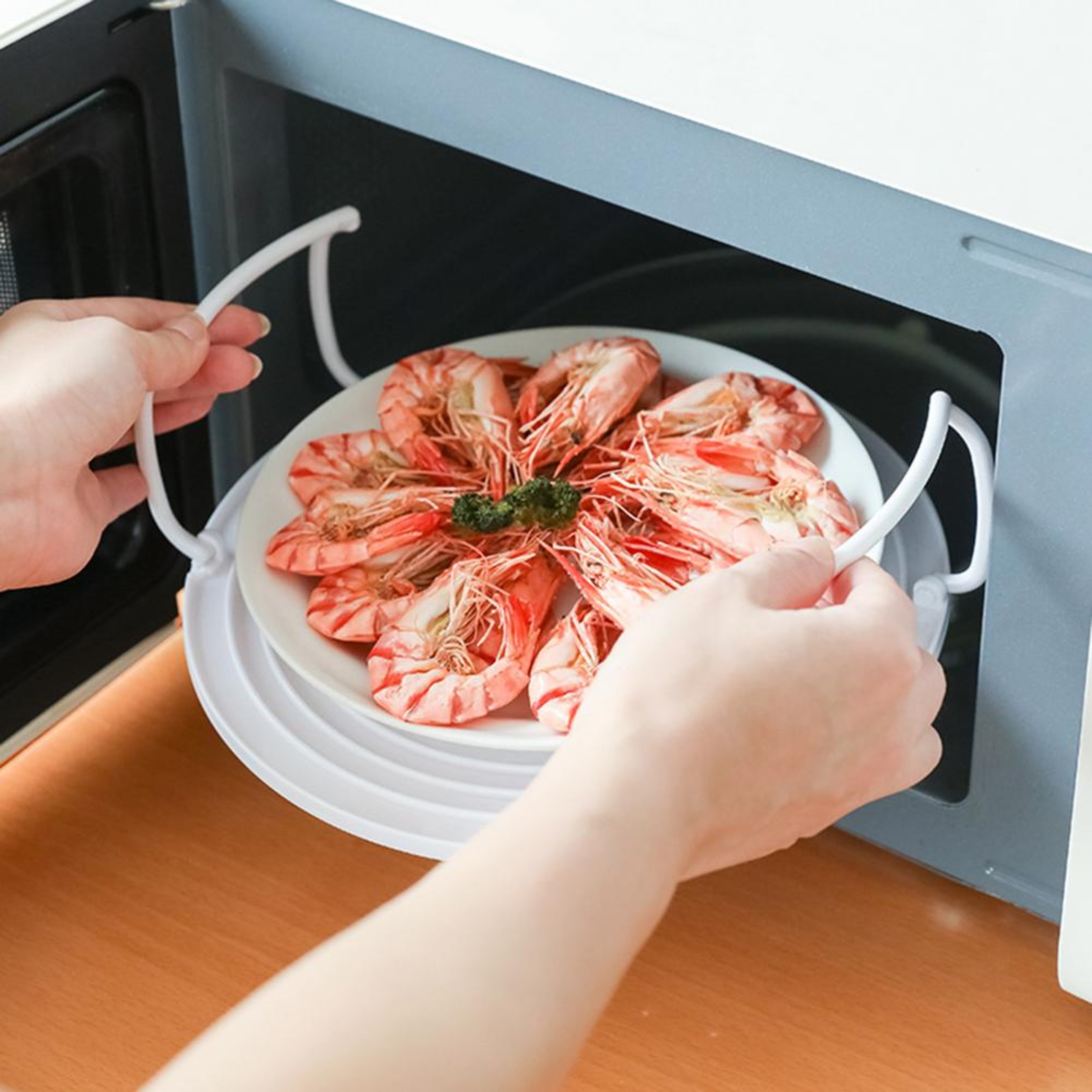 Foldable Microwave Plate Stacker And Steaming Tray Rack 0
