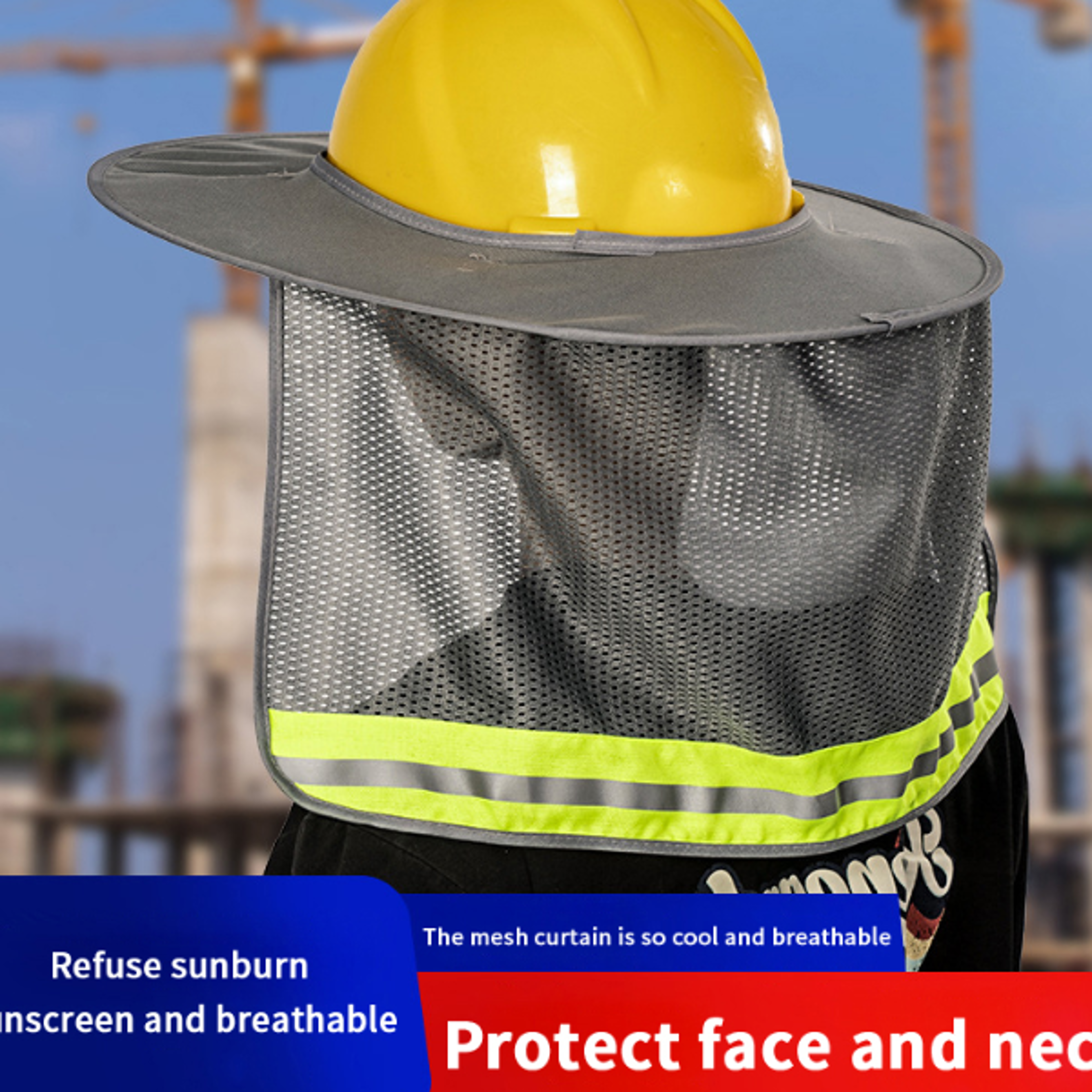 Reflective Hard Hat Sun Shade and Safety Helmet Neck Shield