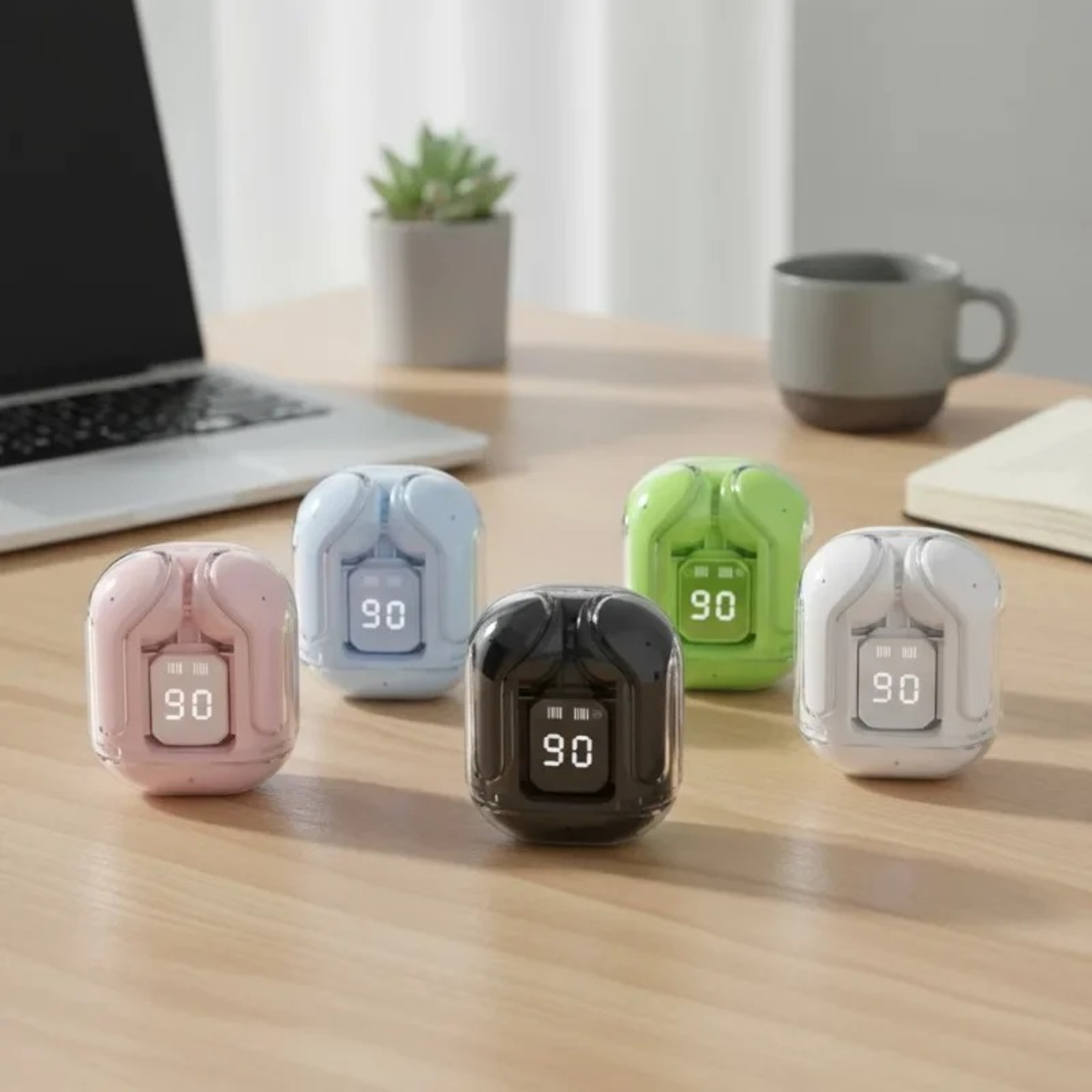 Transparent Wireless Bluetooth Earbuds With ENC Noise Reduction And Digital Display 2