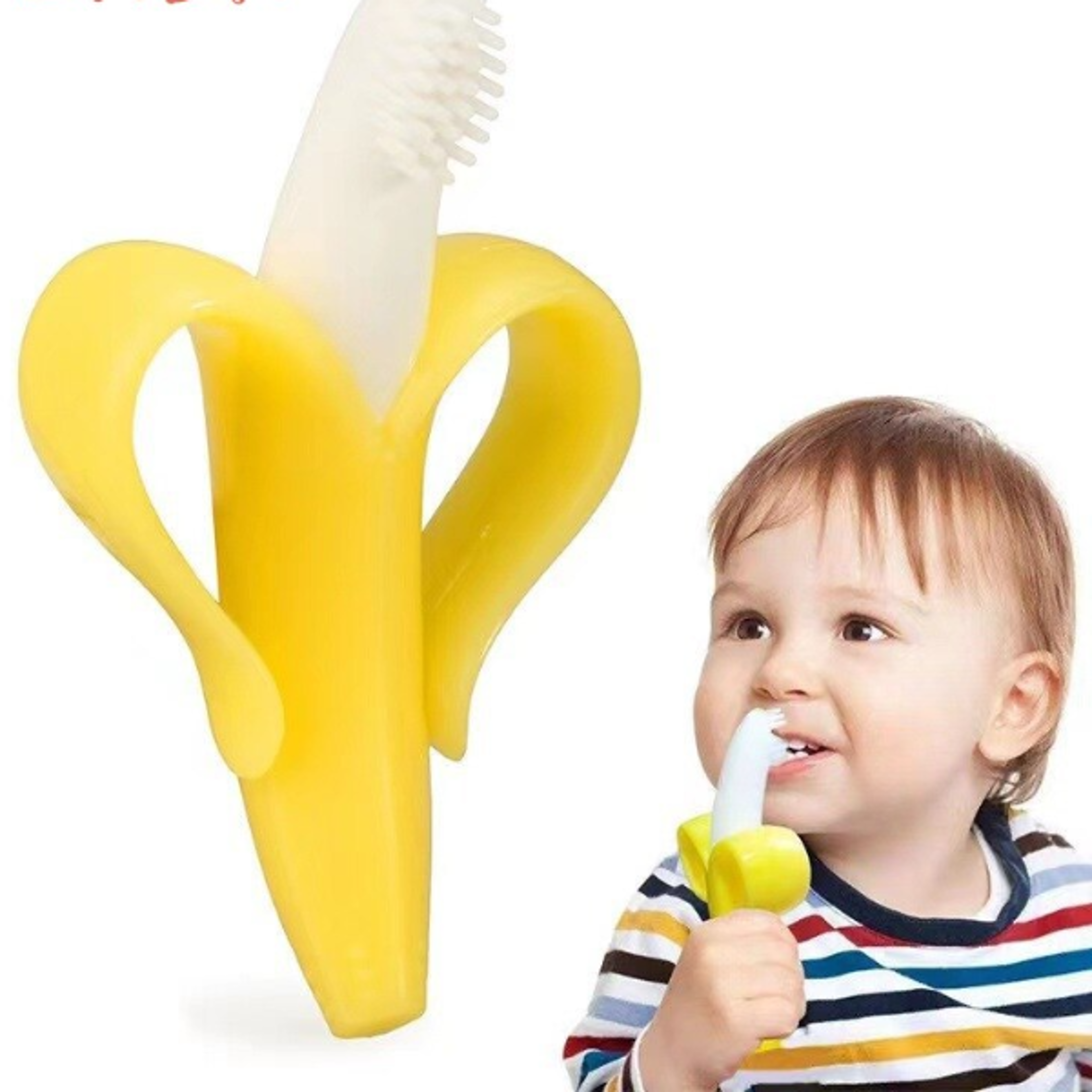 Banana Silicone Baby Teether Training Toothbrush for Safe Teething Relief