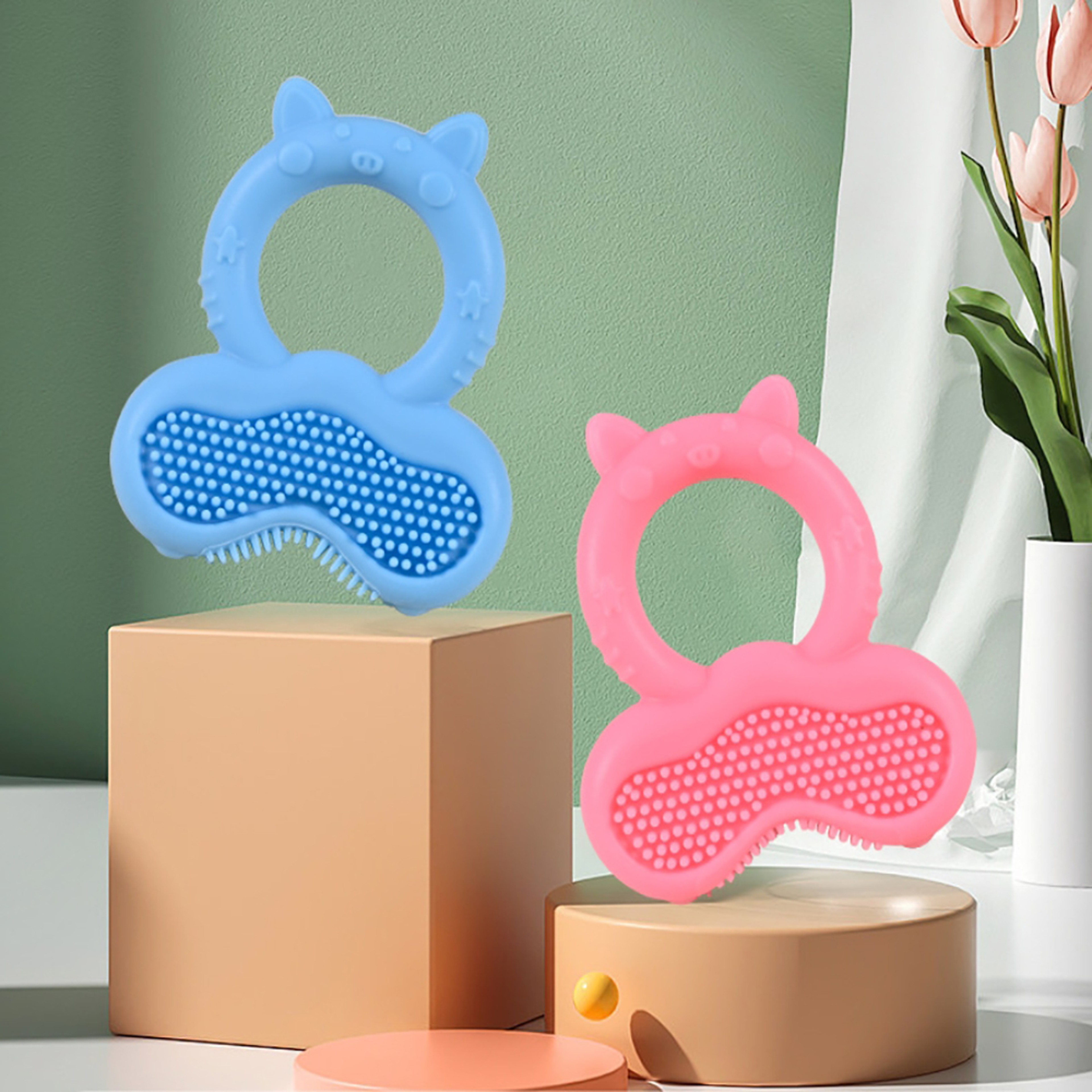 Cute Silicone Baby Teether Ring Animal Shape Soothing Teething Toy 2