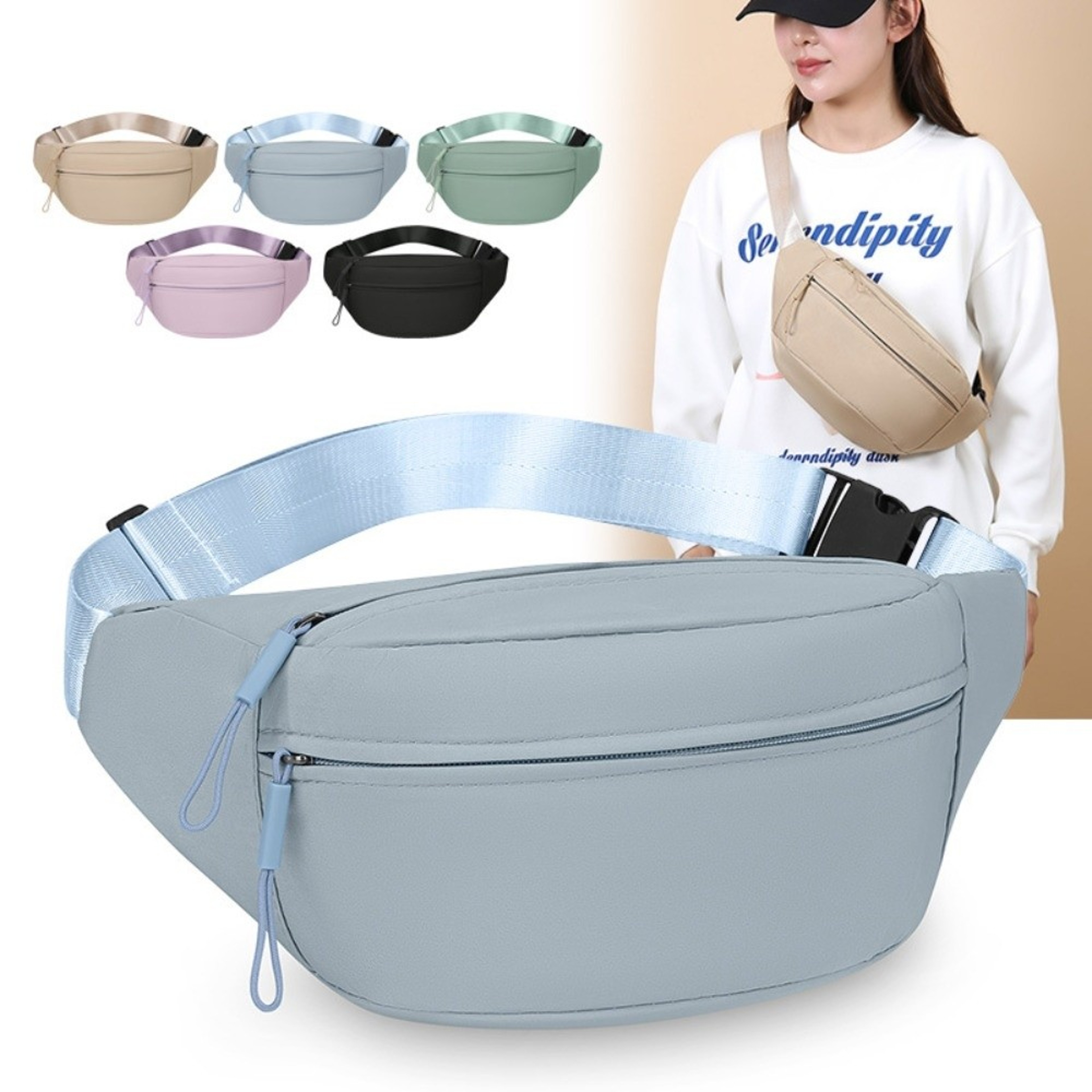 Waterproof Waist Bag Double Pocket Crossbody Shoulder Bag For Travel And Daily Use 4