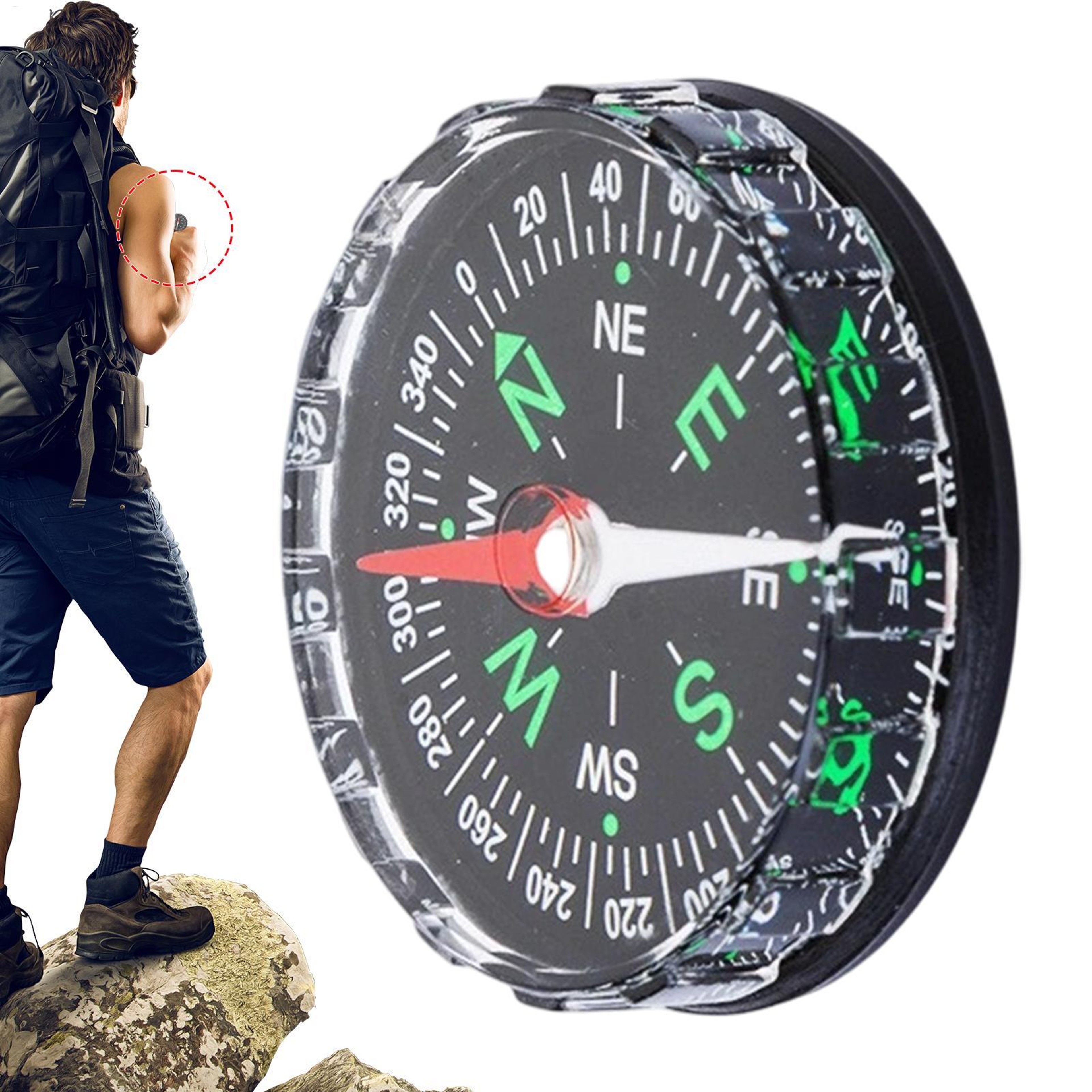 Waterproof Outdoor Survival Compass Portable Navigation Tool for Hiking Camping Travel – view 2