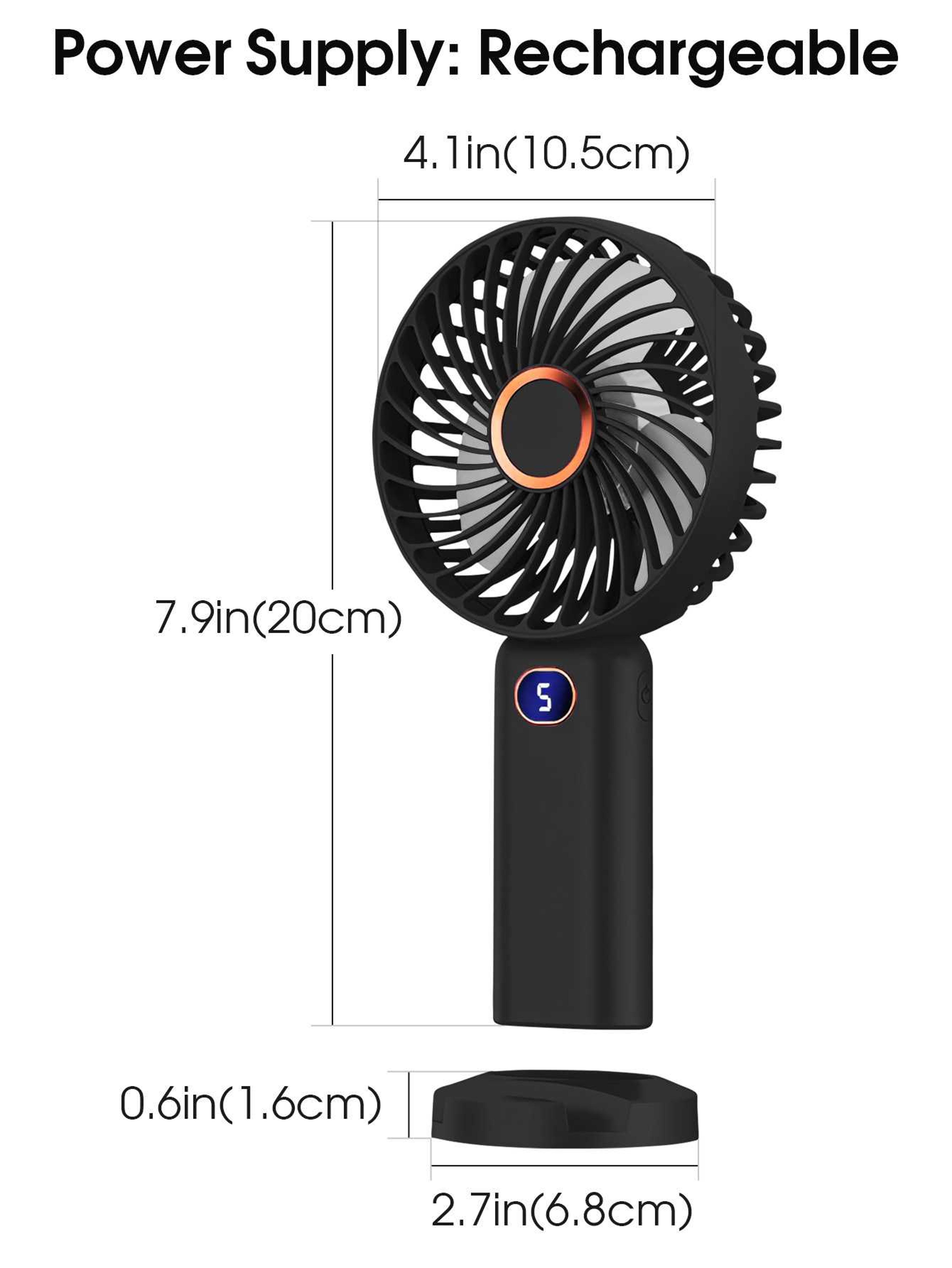 Portable Handheld Fan USB Rechargeable Mini Fan With Digital Display 1