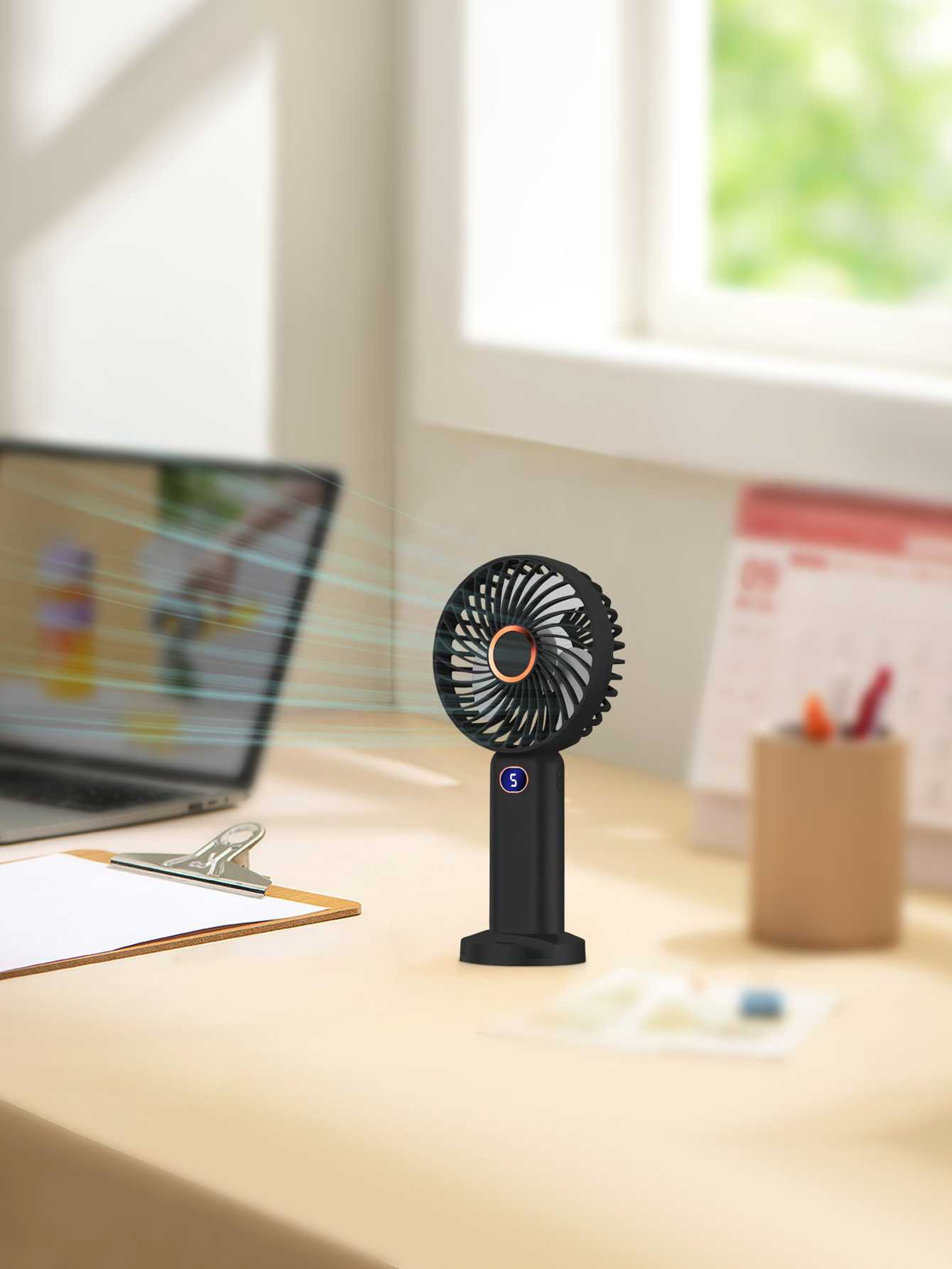 Portable Handheld Fan USB Rechargeable Mini Fan With Digital Display 3