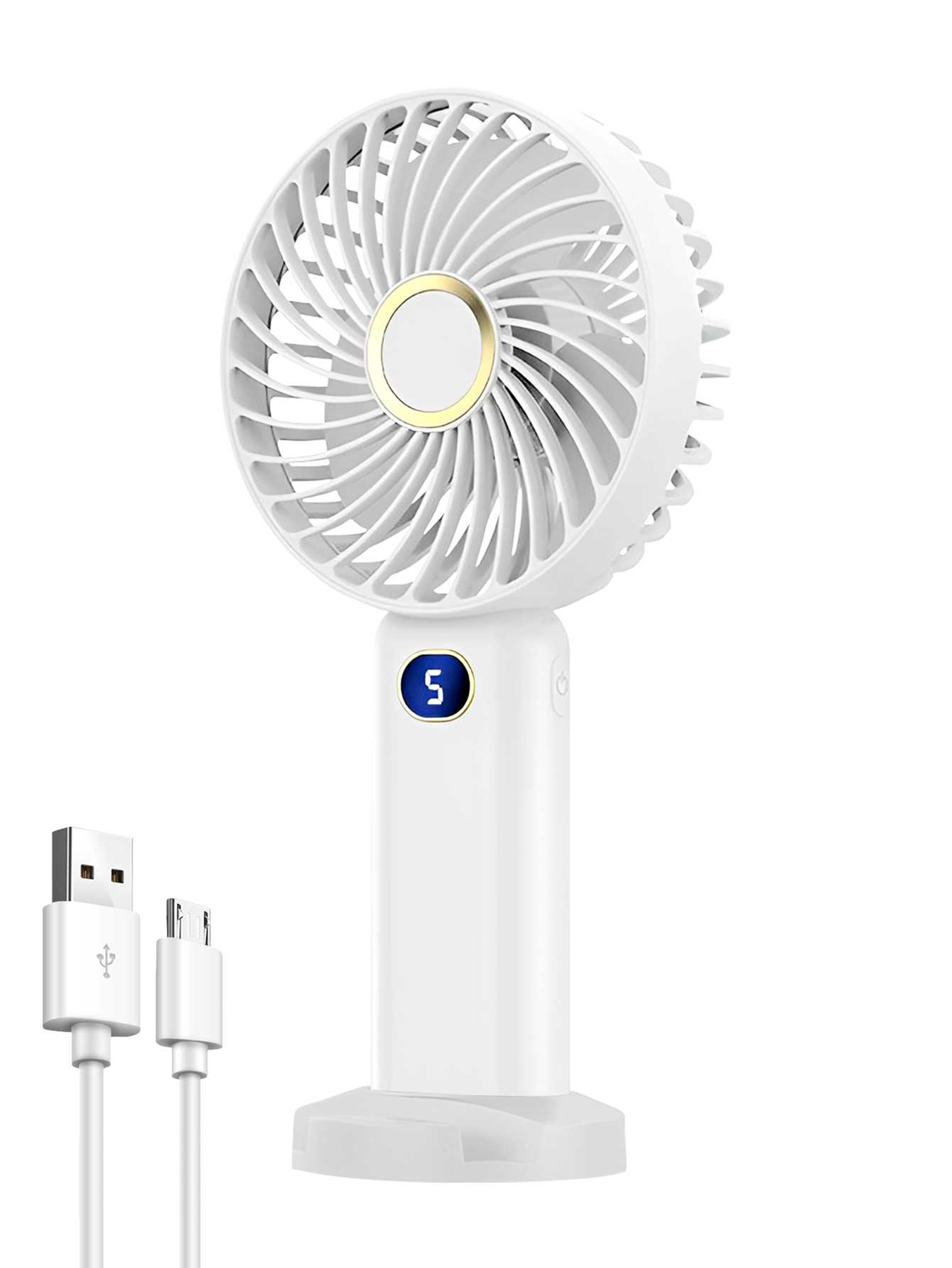 Portable Handheld Fan USB Rechargeable Mini Fan With Digital Display 7