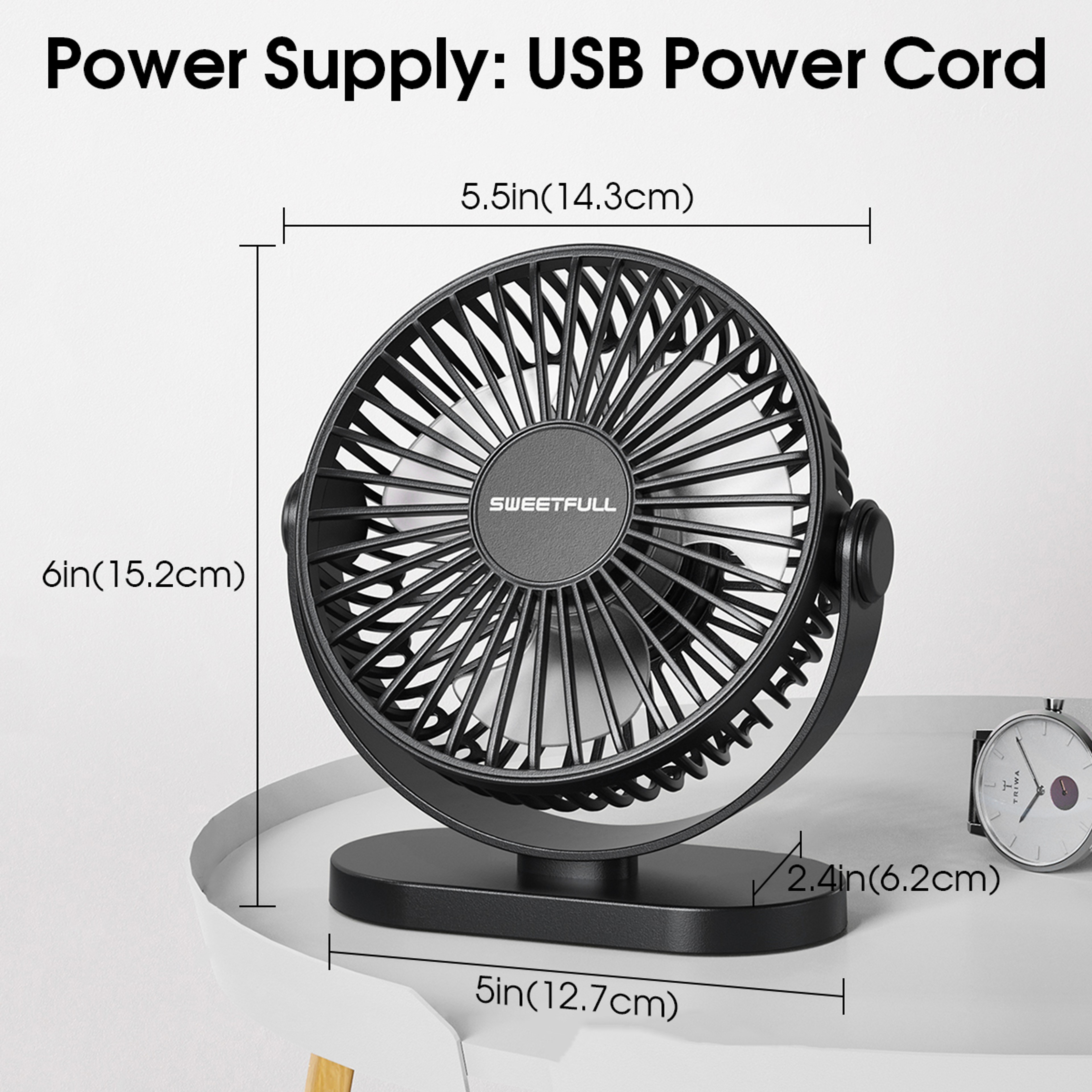 Portable USB Mini Fan Desktop Wall Mounted Quiet Air Circulator With Speed Cooling 3
