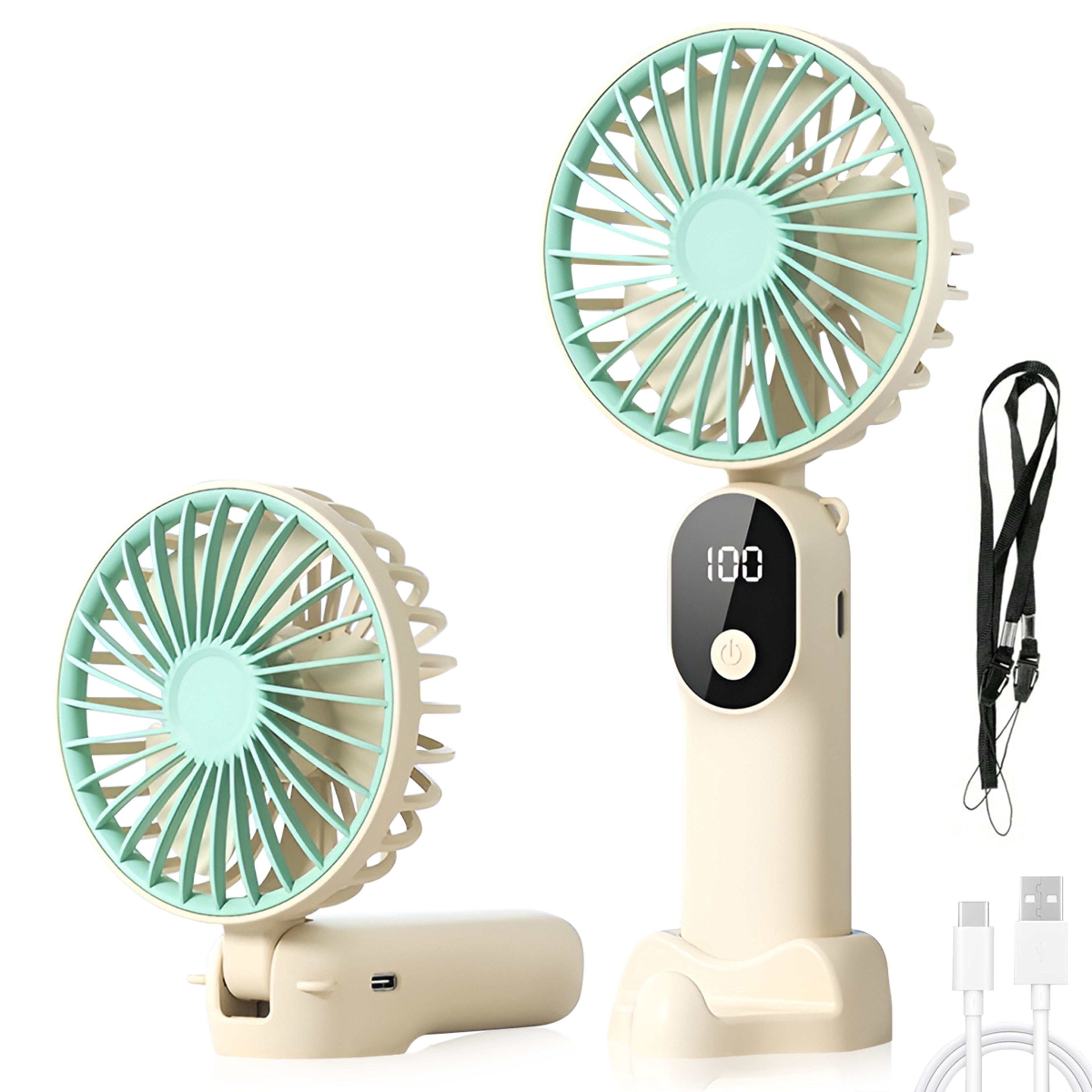 Portable USB Rechargeable Handheld Fan With 6 Speed Strong Airflow 7