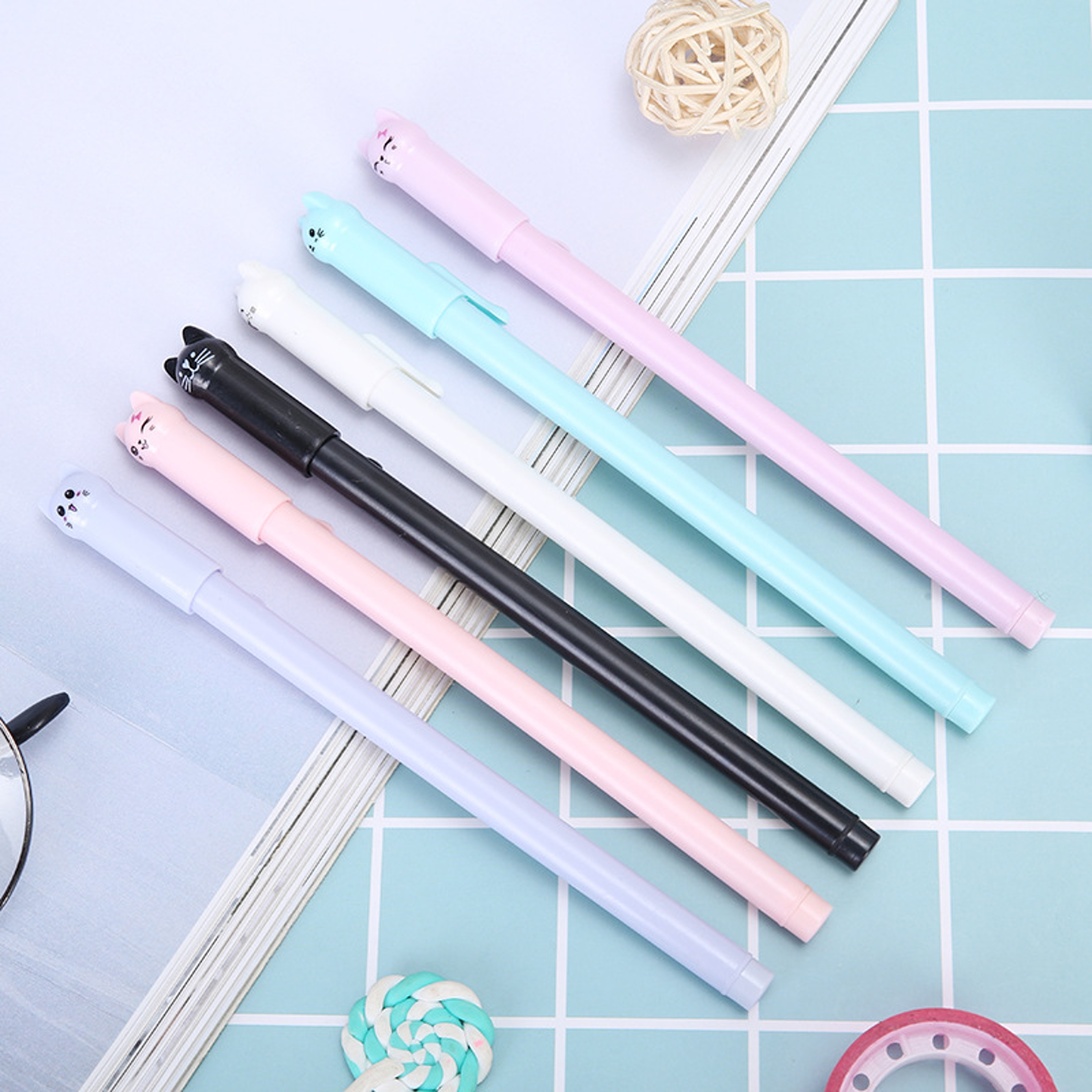Cute Kitten Gel Pens Set of Fun School Supplies for Kids Party Gifts – view 2