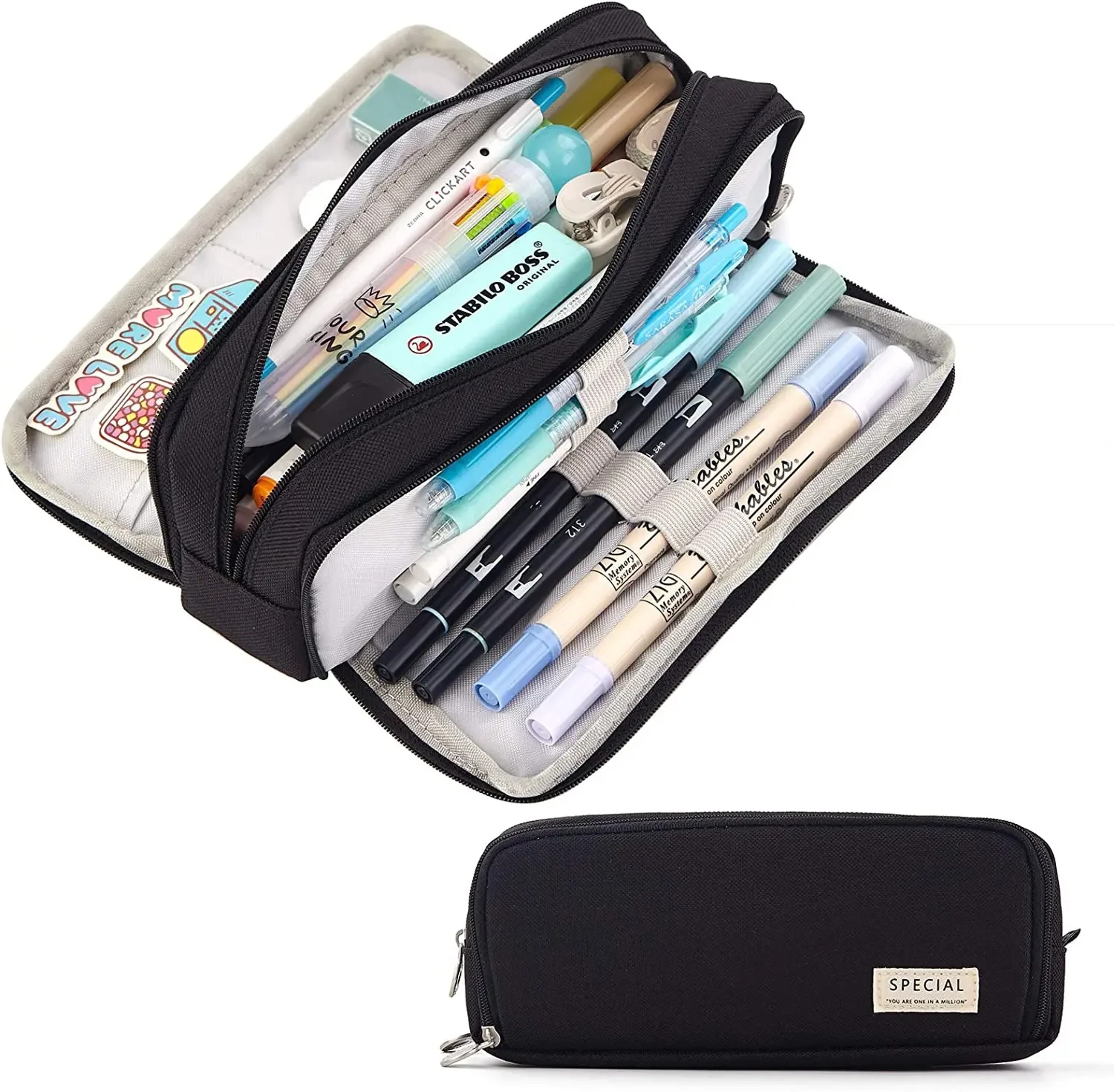 Large Capacity Compartment Pencil Case Organizer Bag For Students 6