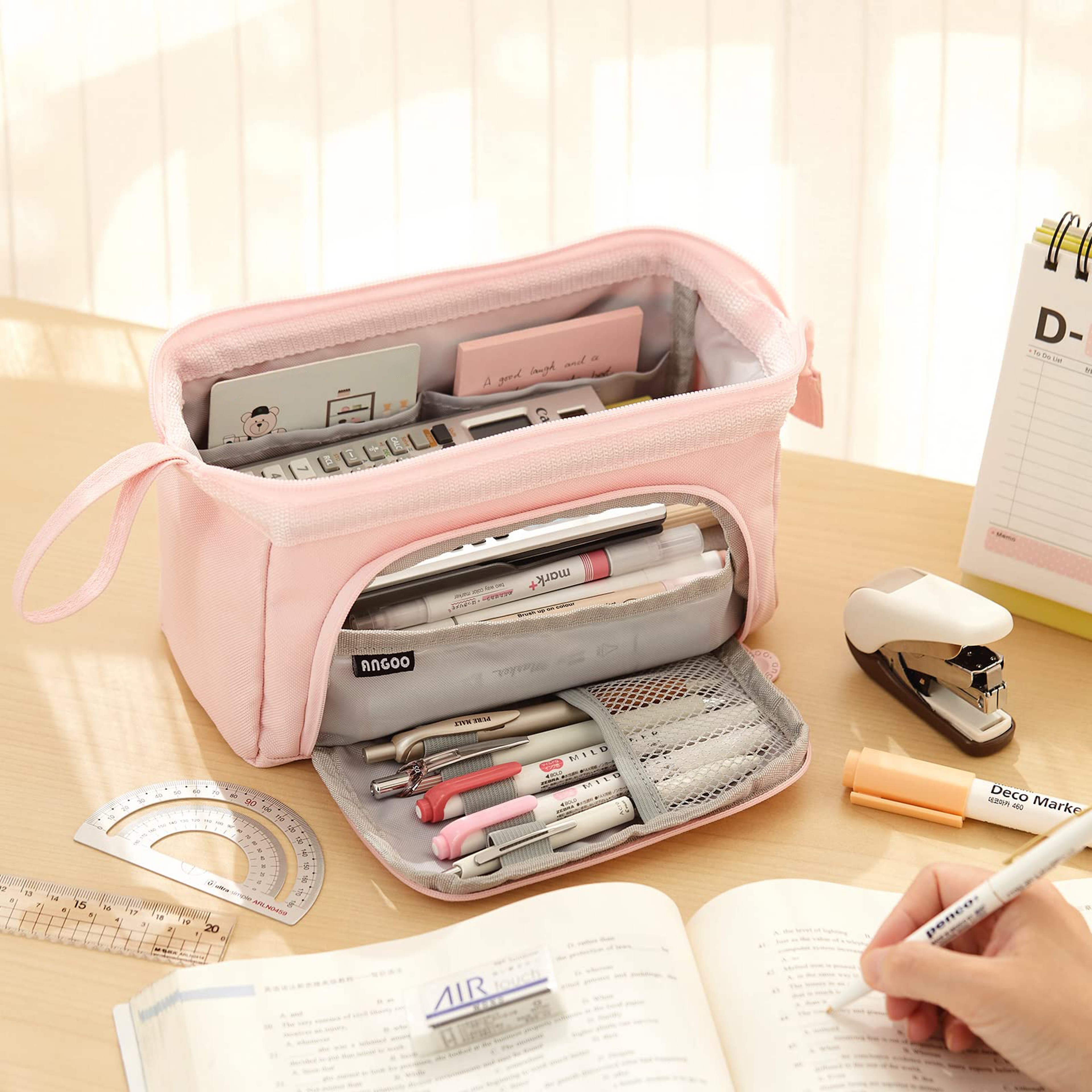 Large Capacity Pencil Case Organizer With Multiple Compartments For Students And Office 5
