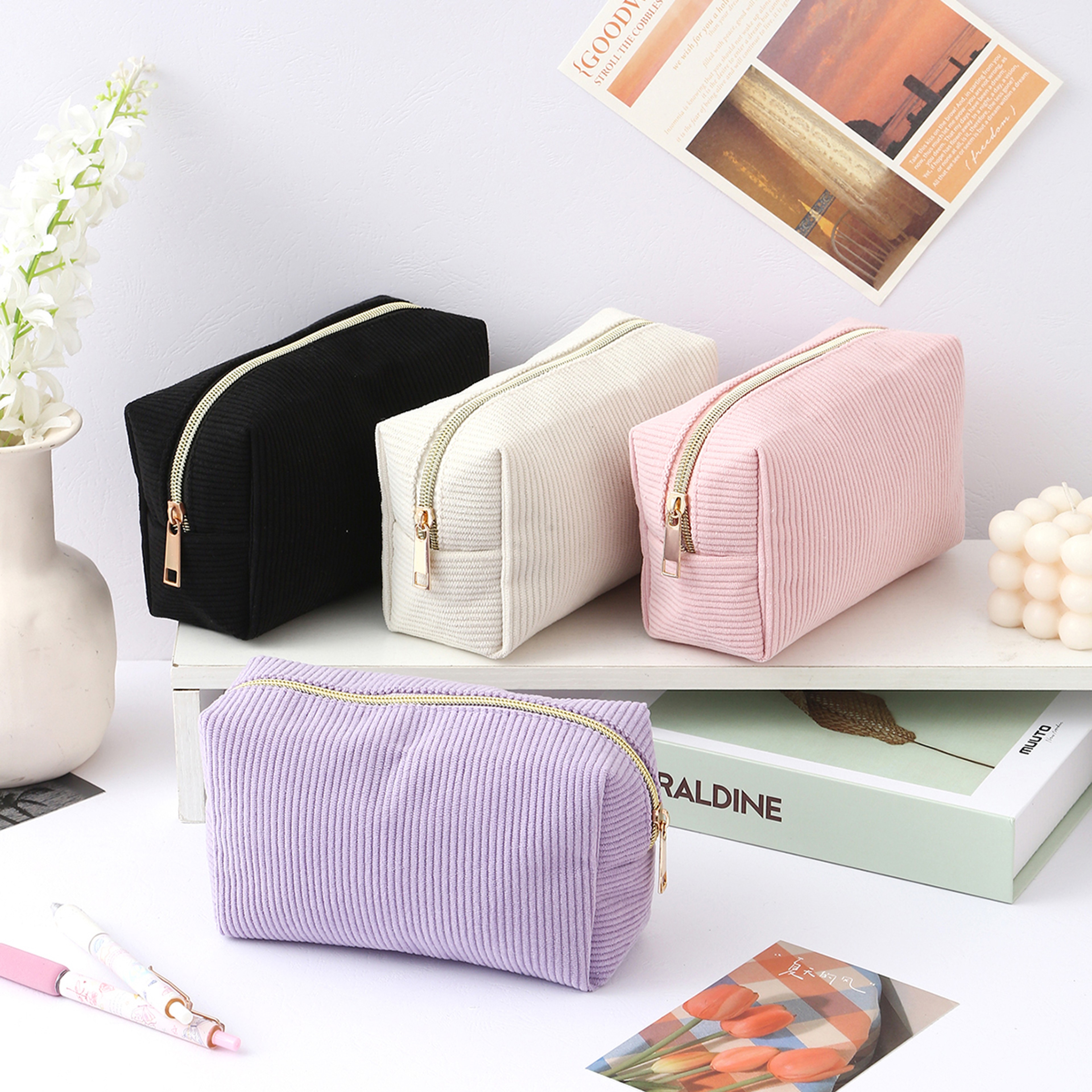 Vertical Stripe Pencil Case Large Capacity School Supplies Organizer For Students 5