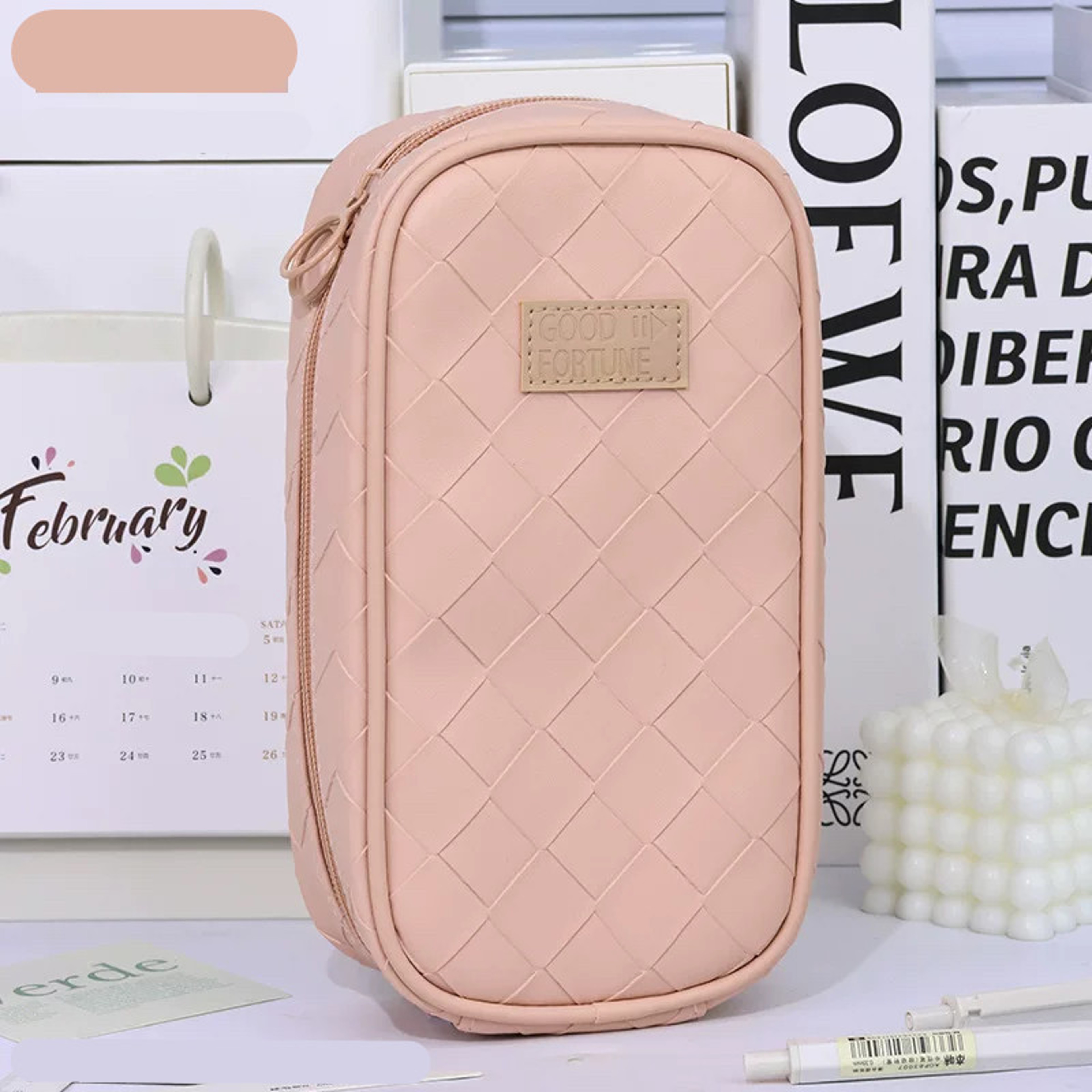 Large Capacity PU Leather Pencil Bag Organizer For Students And Office Supplies 6